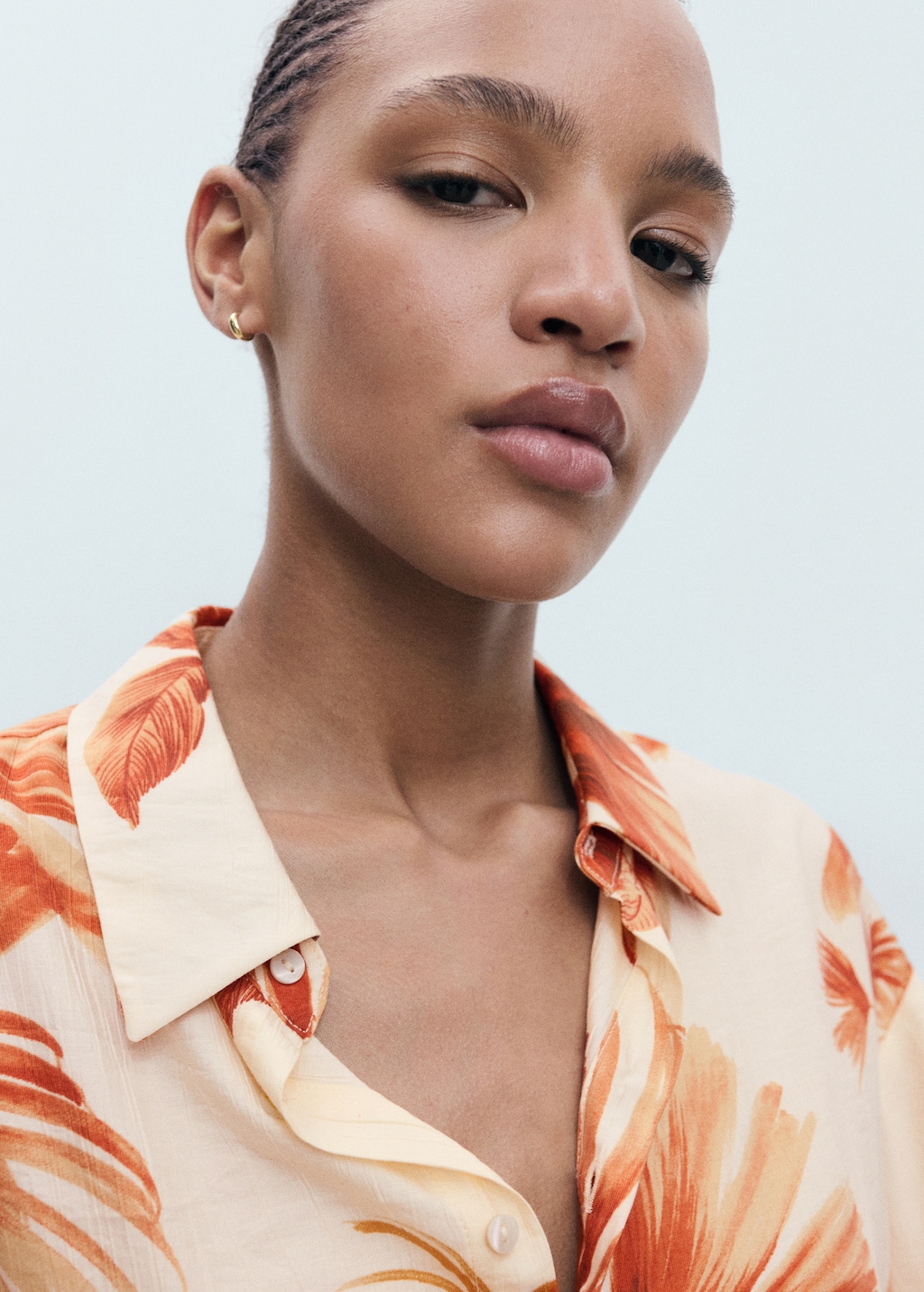 Palm-tree shirt with three-quarter sleeves