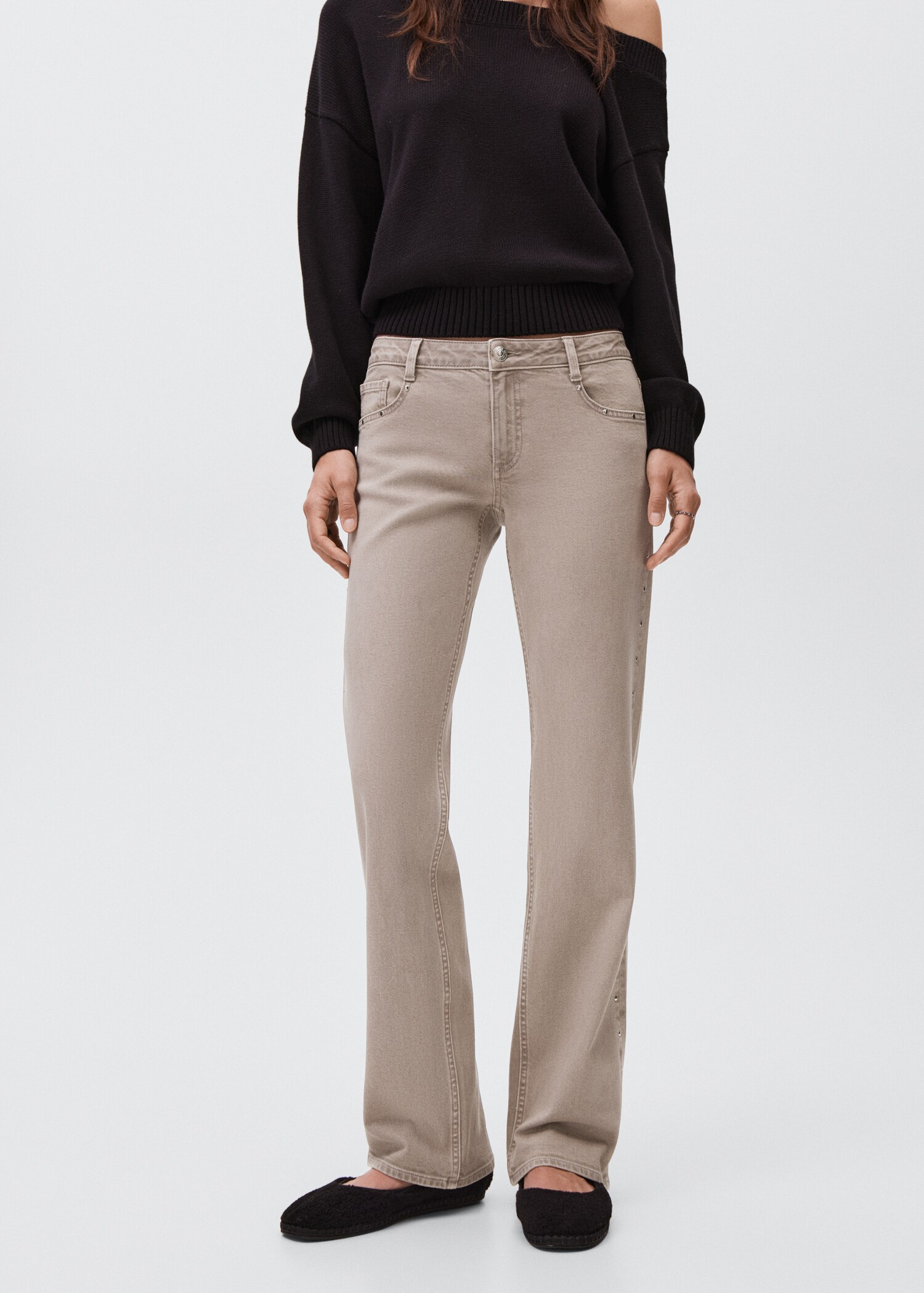 Low-waist studded jeans - Medium plane
