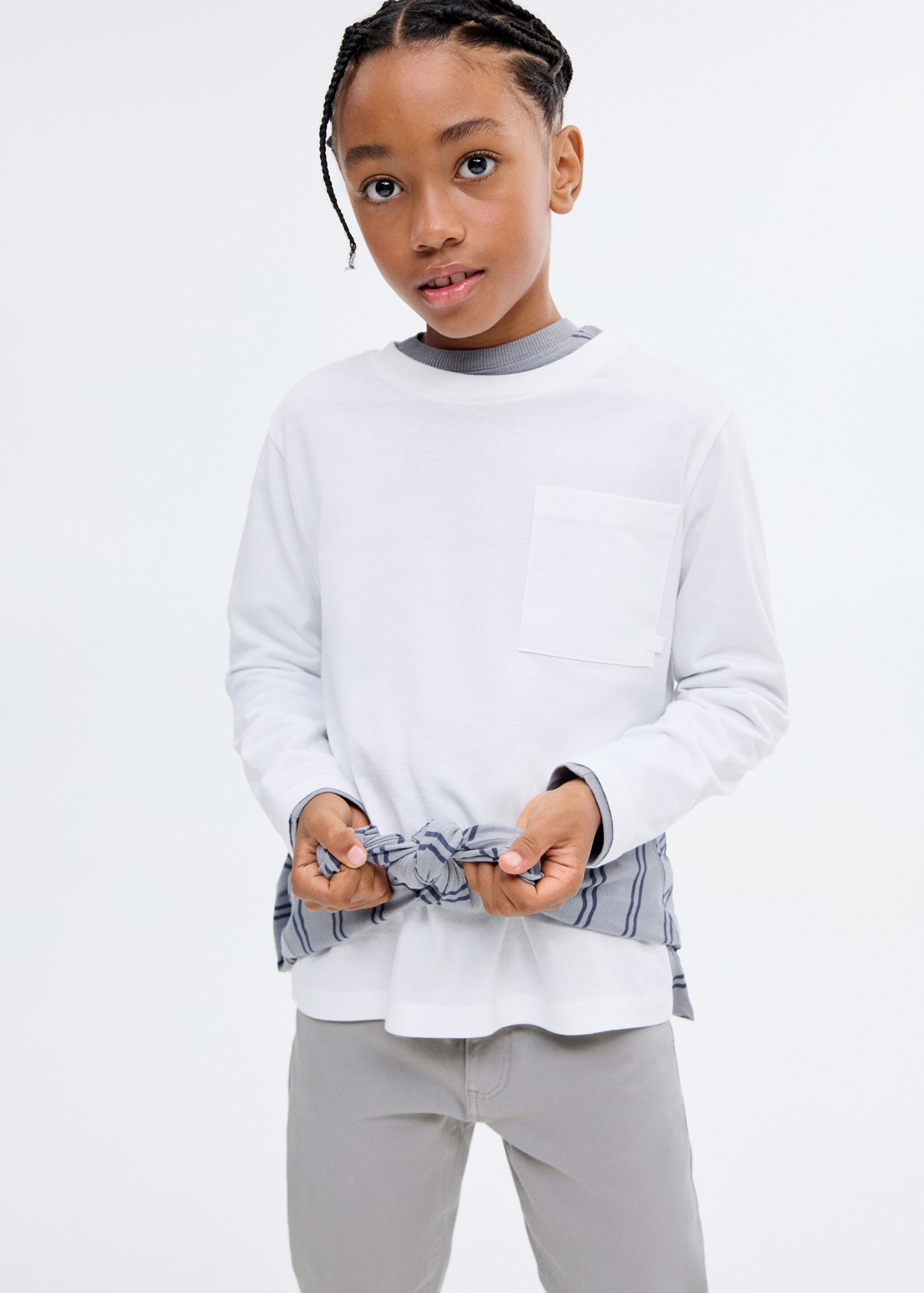 Camiseta manga larga bolsillo - Plano medio, Blanco. Ref: 17072908-00.
