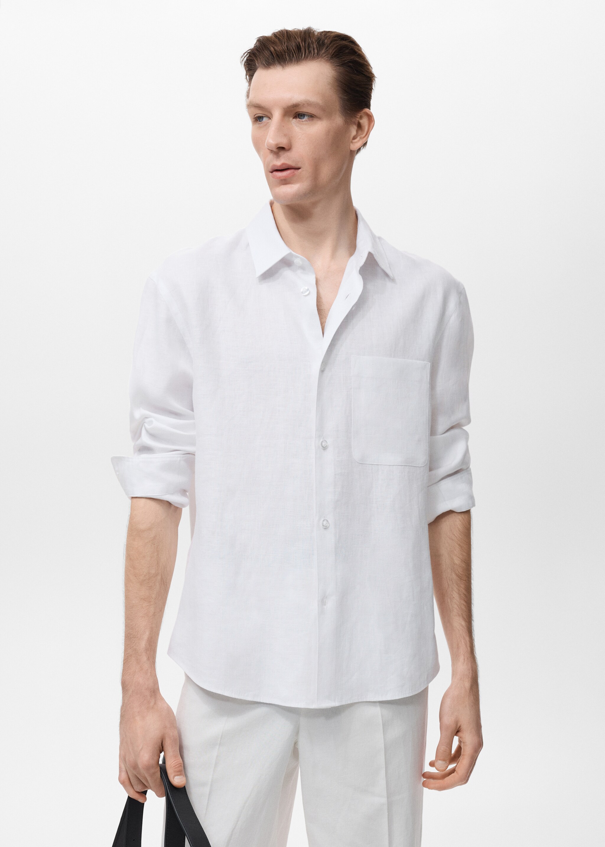 Chemise 100 % lin avec poche - Plan moyen