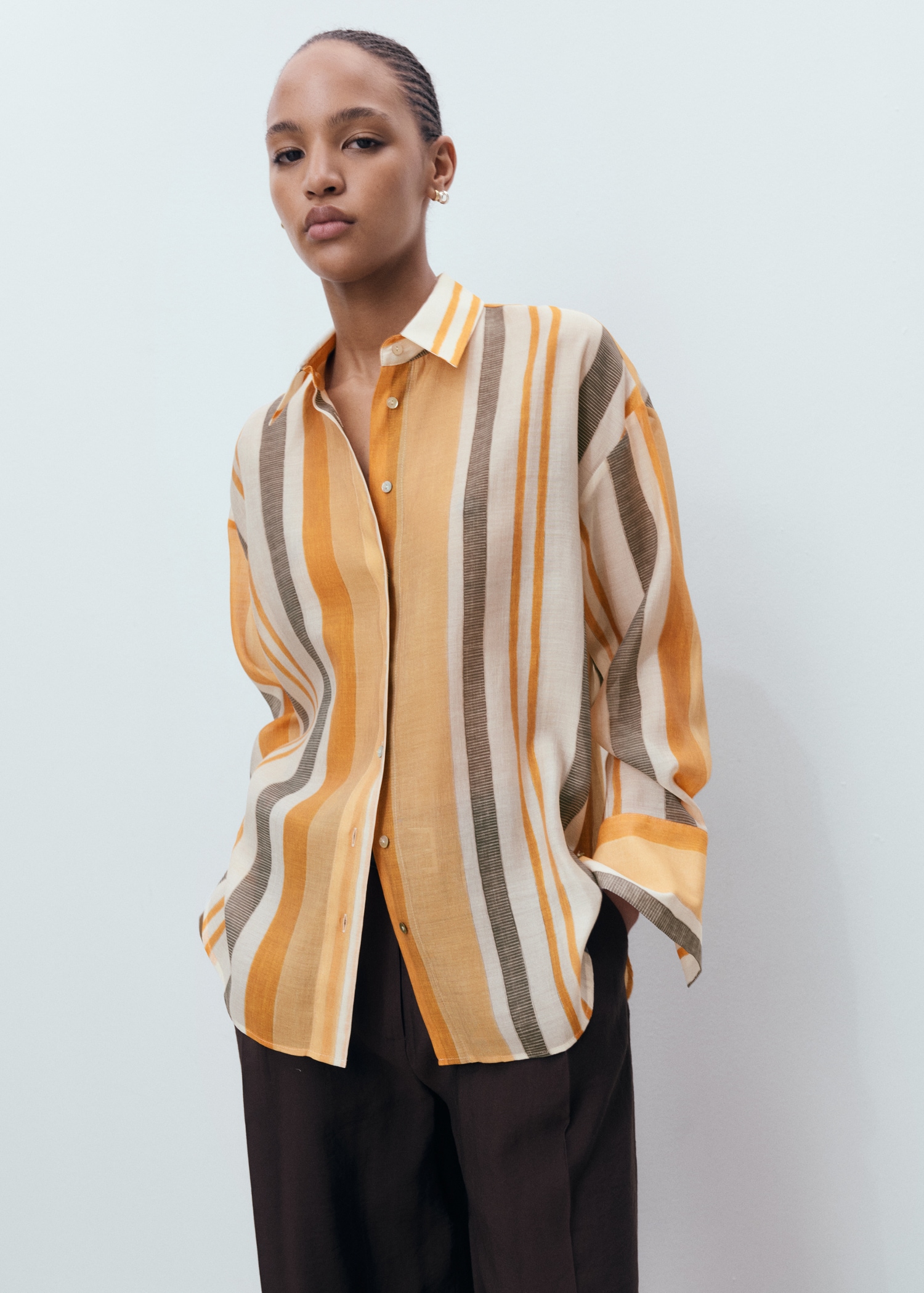 Lyocell striped shirt Women MANGO India