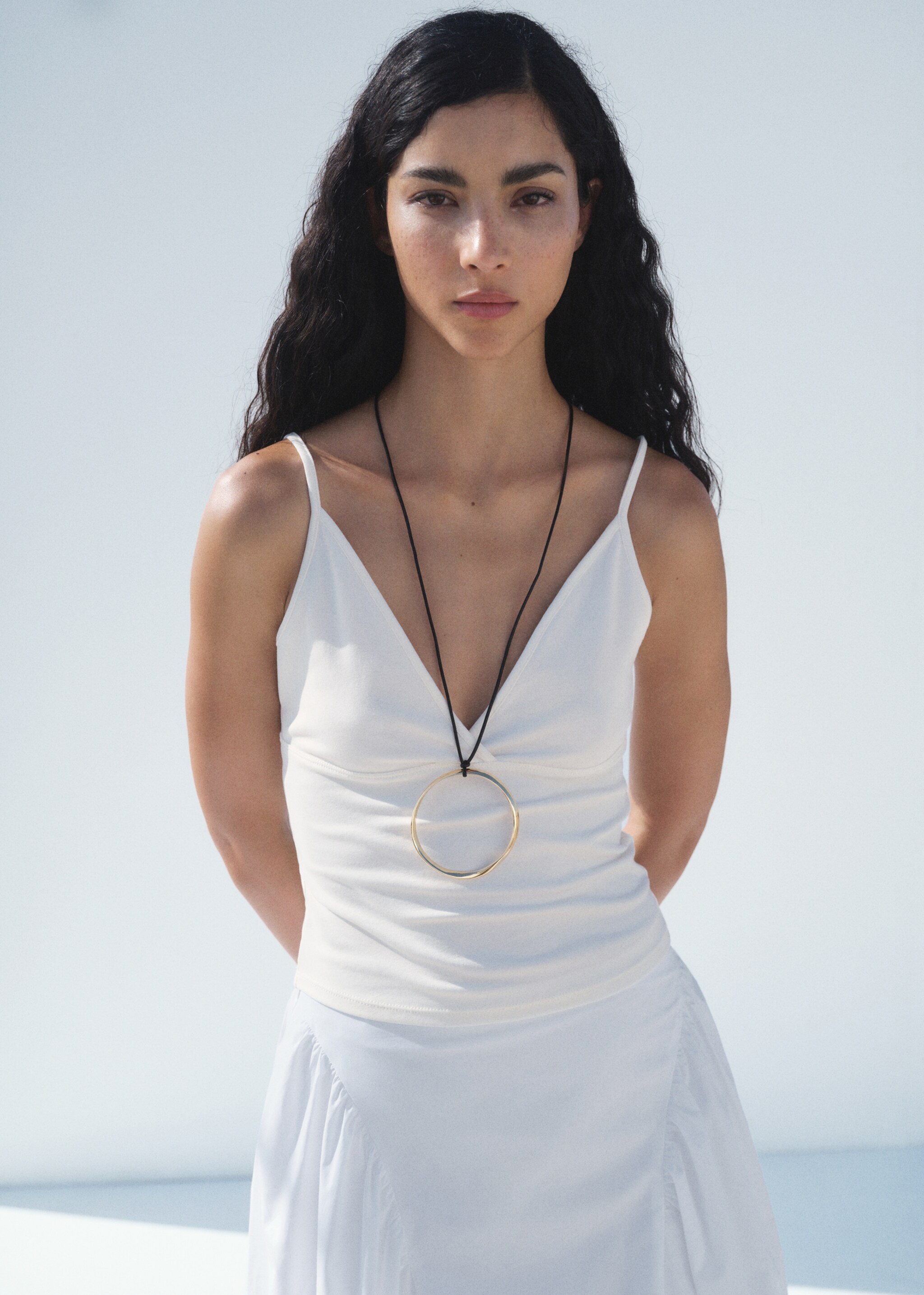 Gathered cotton midi skirt - Details of the article 1