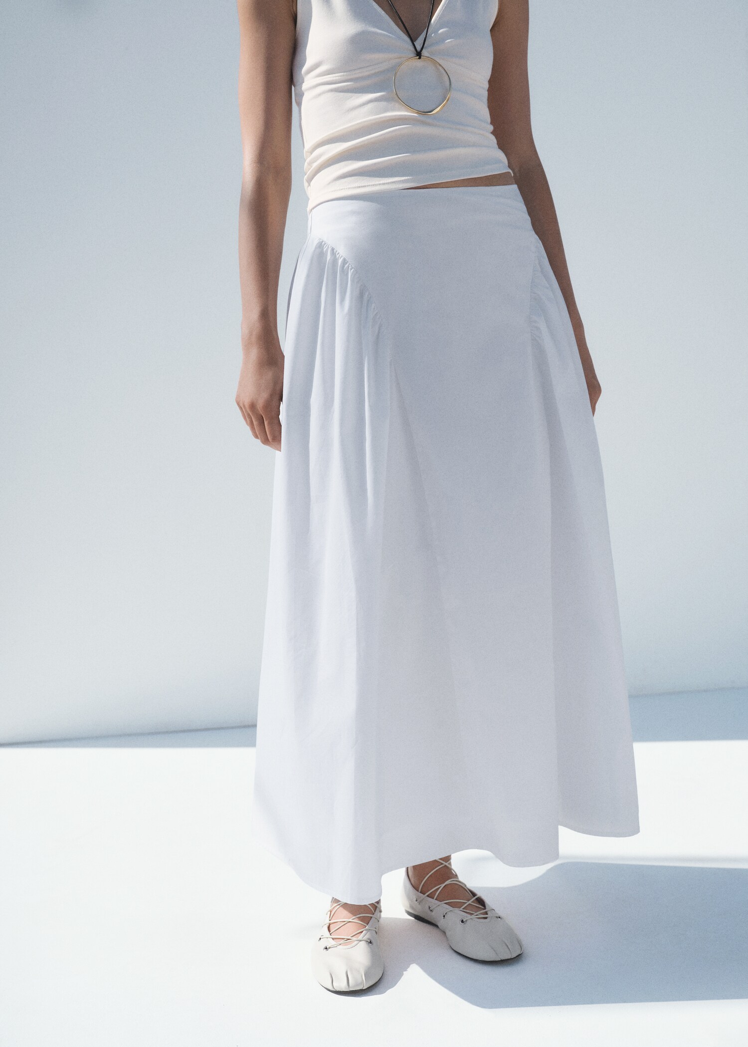 Gathered cotton midi skirt - Reverse of the article