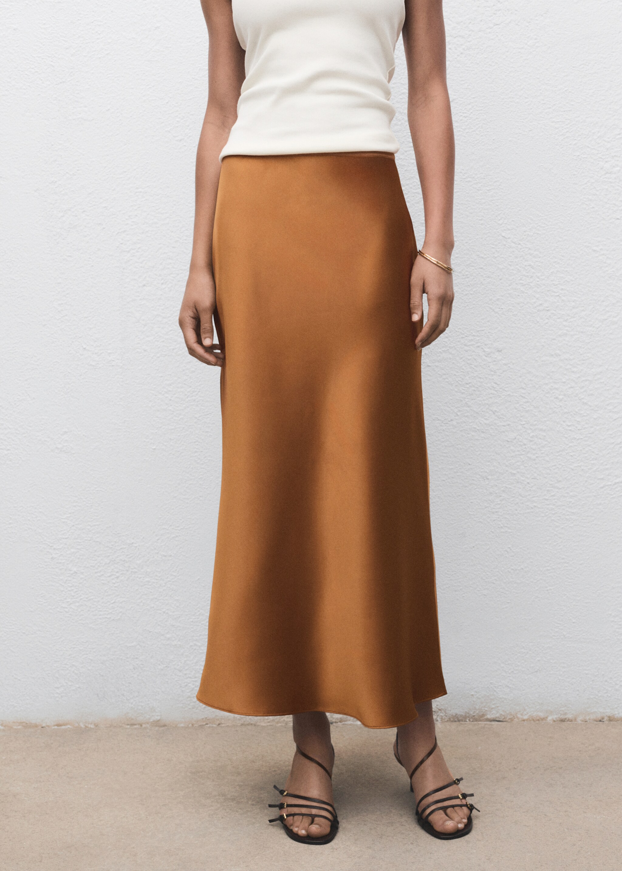 Midi satin skirt - Medium plane