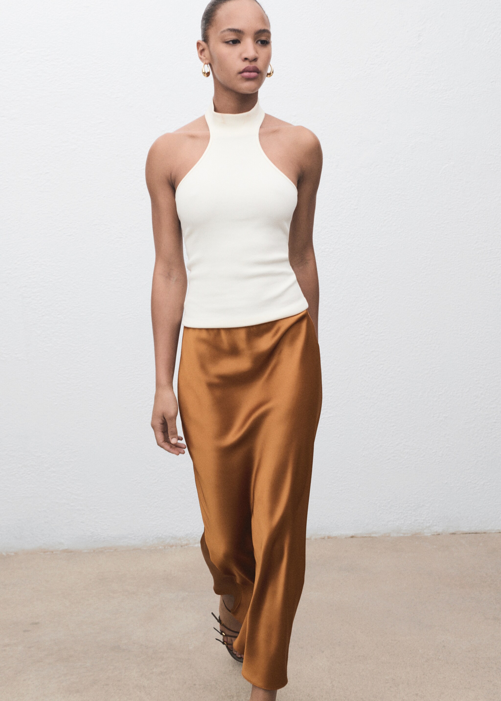 Midi satin skirt - Details of the article 1