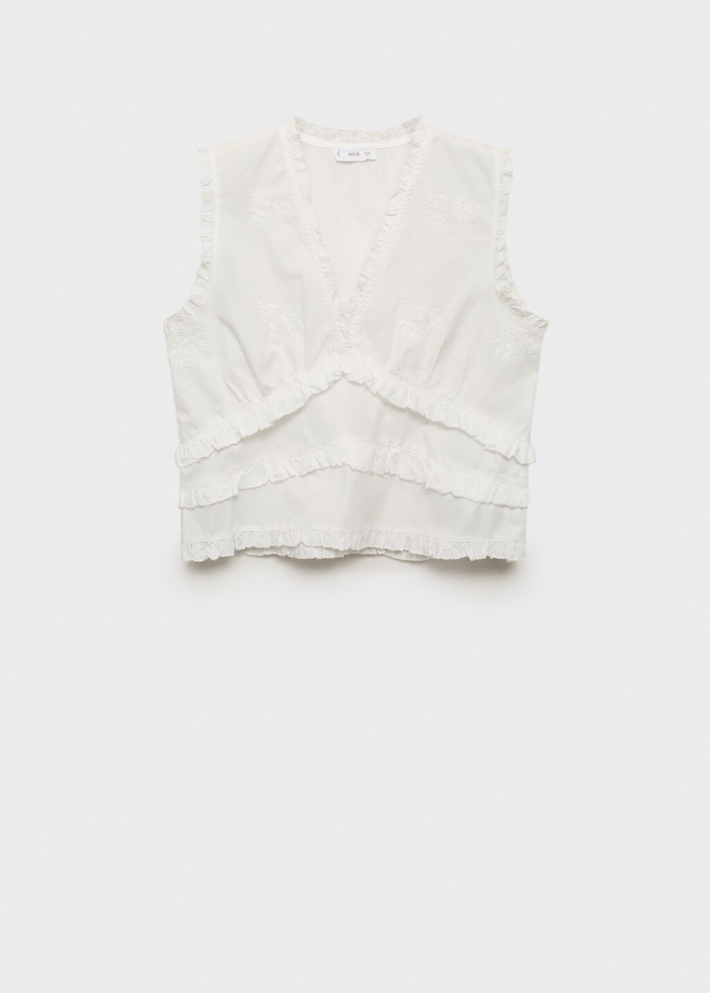 Ruffled embroidered blouse