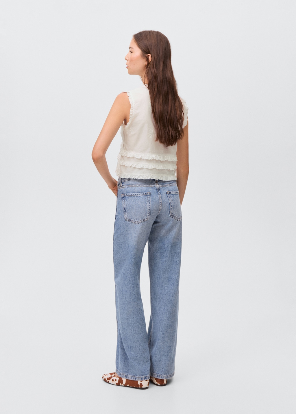 Ruffled embroidered blouse