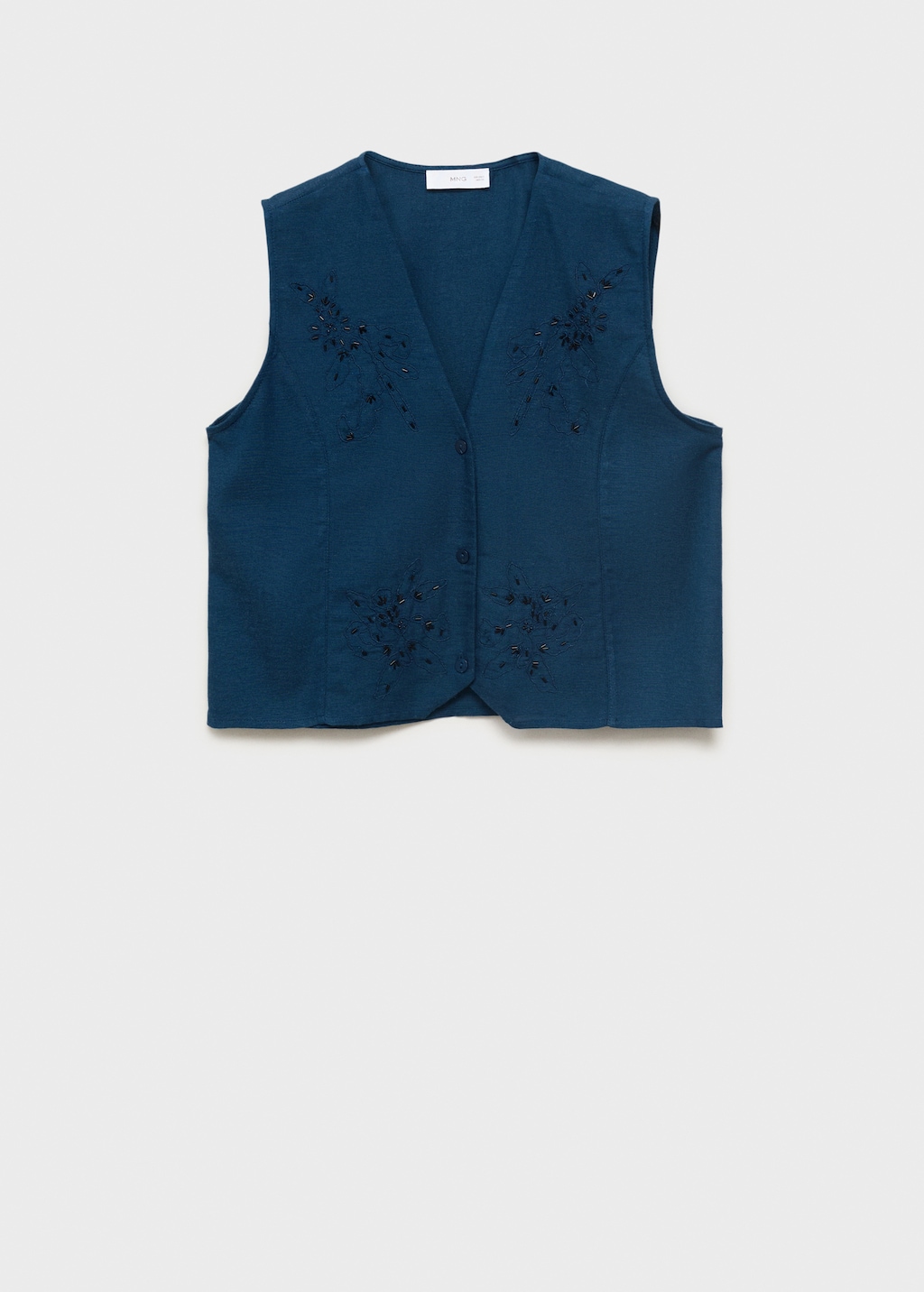Embroidered linen vest
