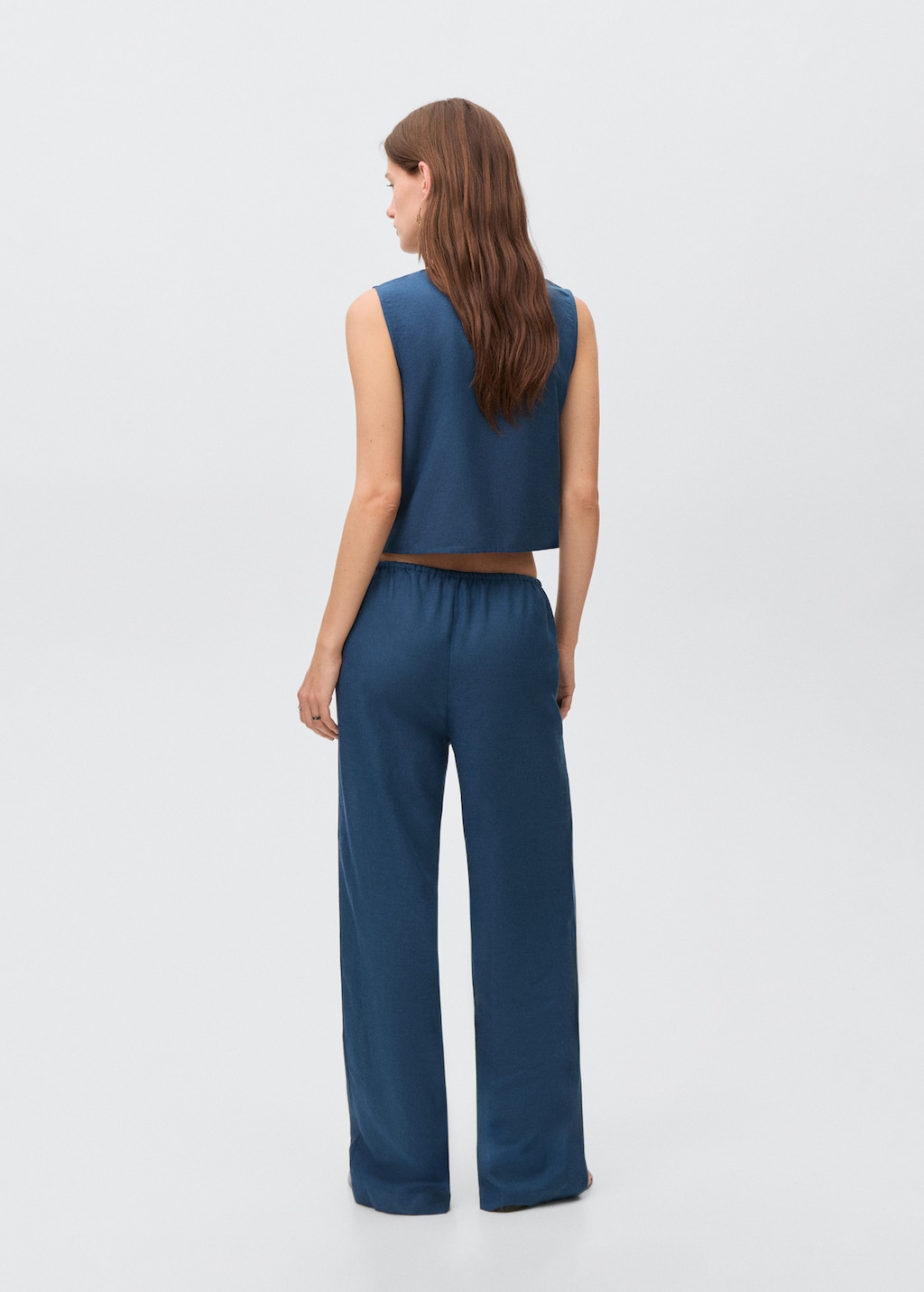 Embroidered linen vest