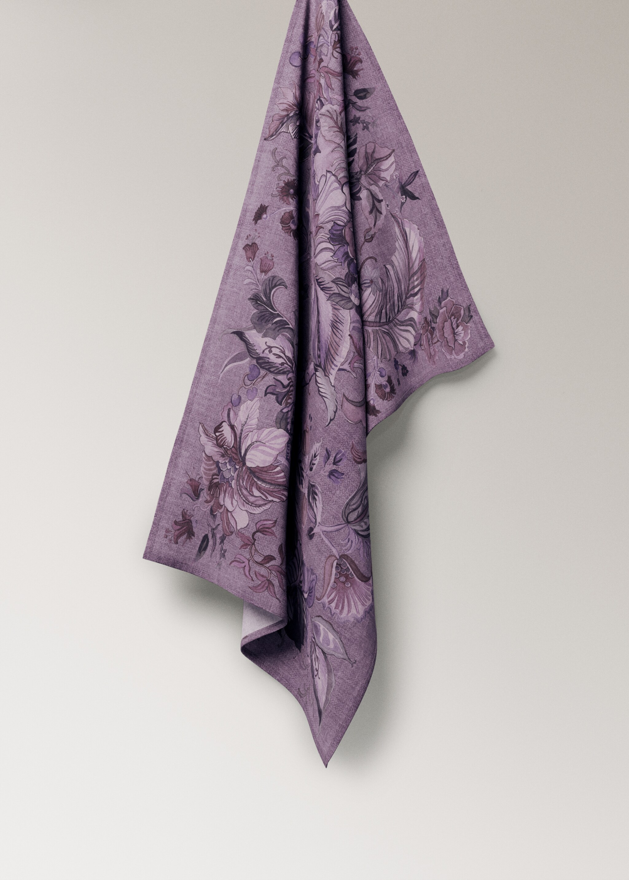 Cotton-linen printed dish cloth - Details of the article 1, Plum. Ref: 17073323-00.