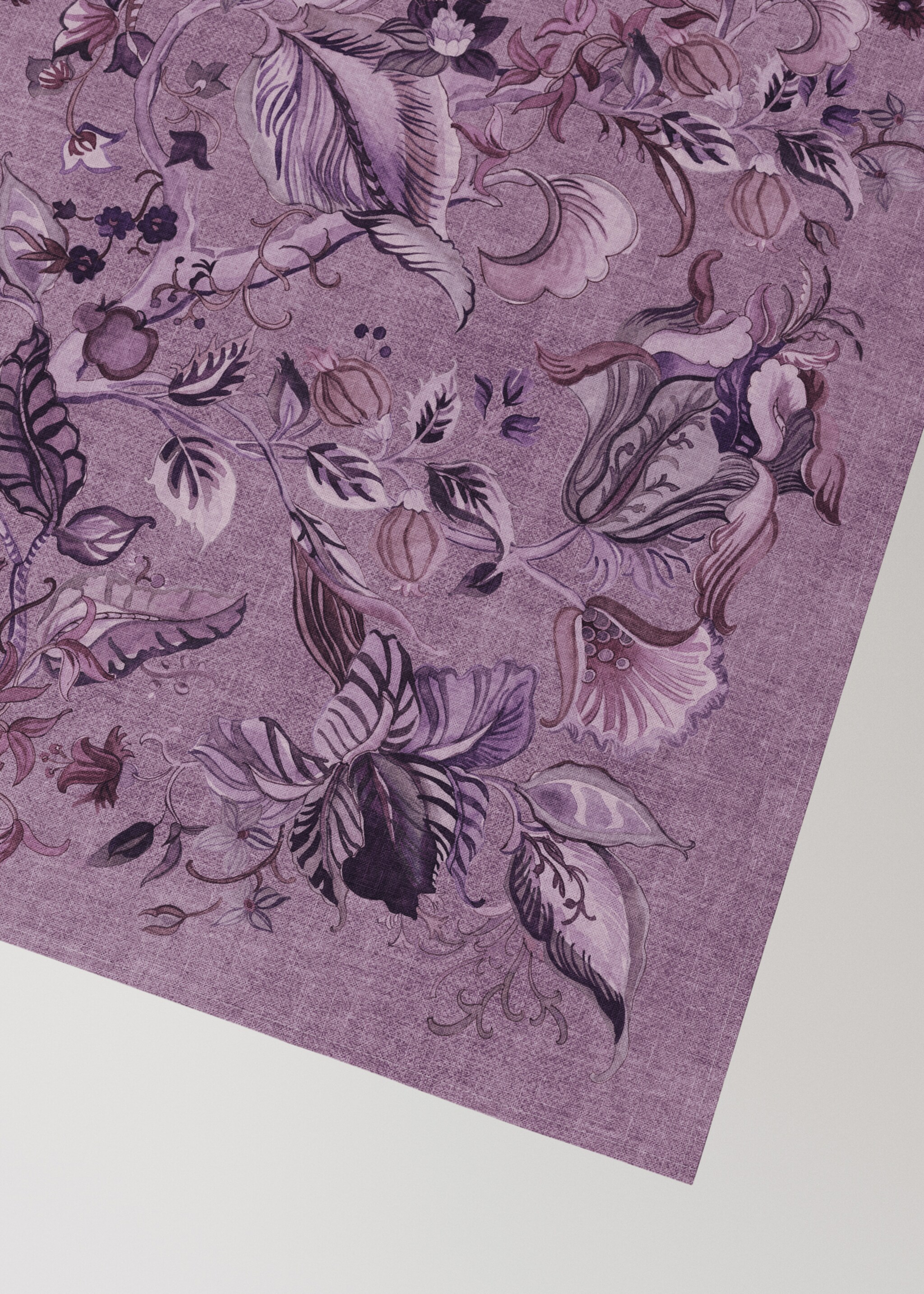 Cotton-linen printed dish cloth - Details of the article 2, Plum. Ref: 17073323-00.