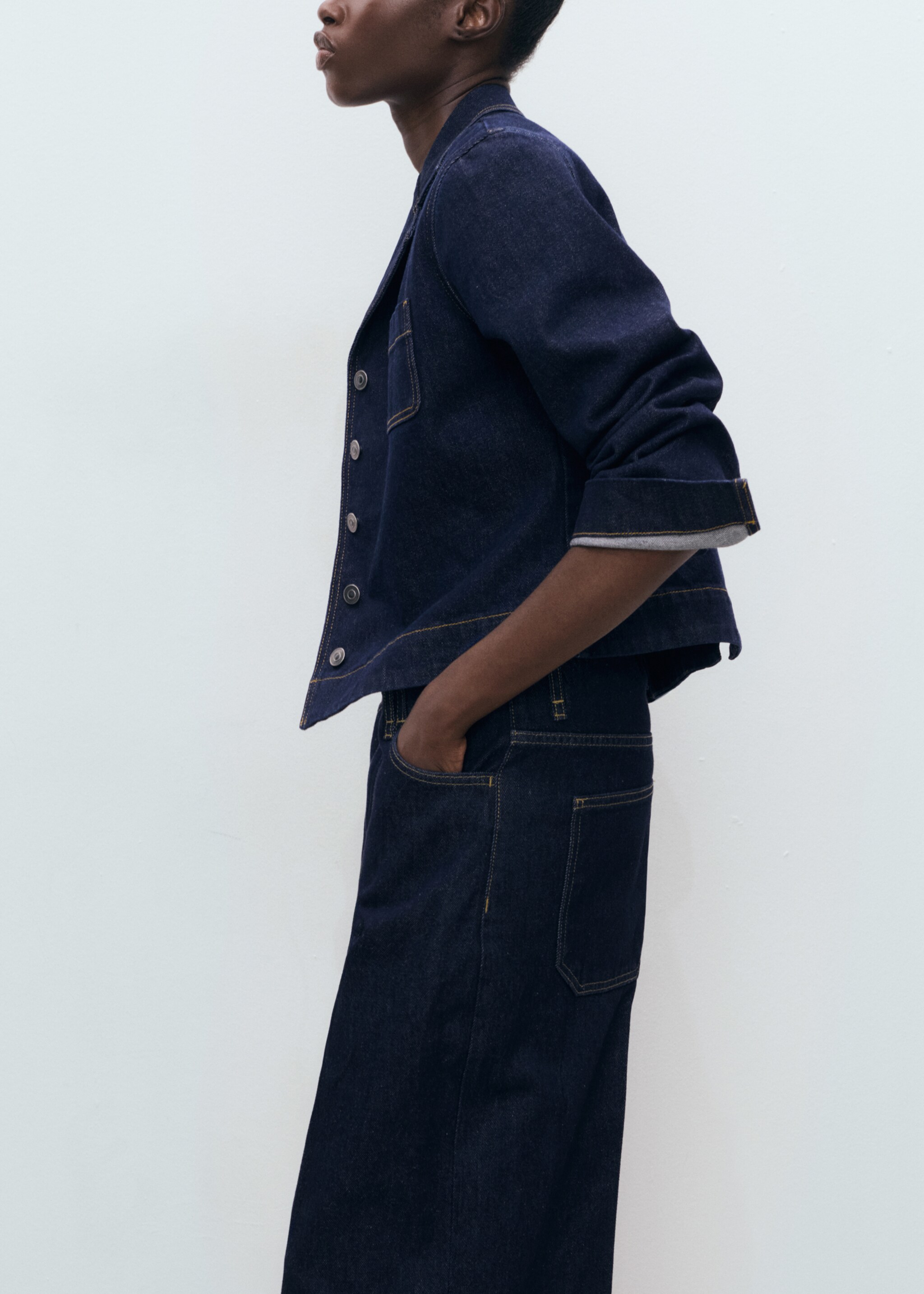 Mid-rise denim bermuda shorts - Details of the article 1