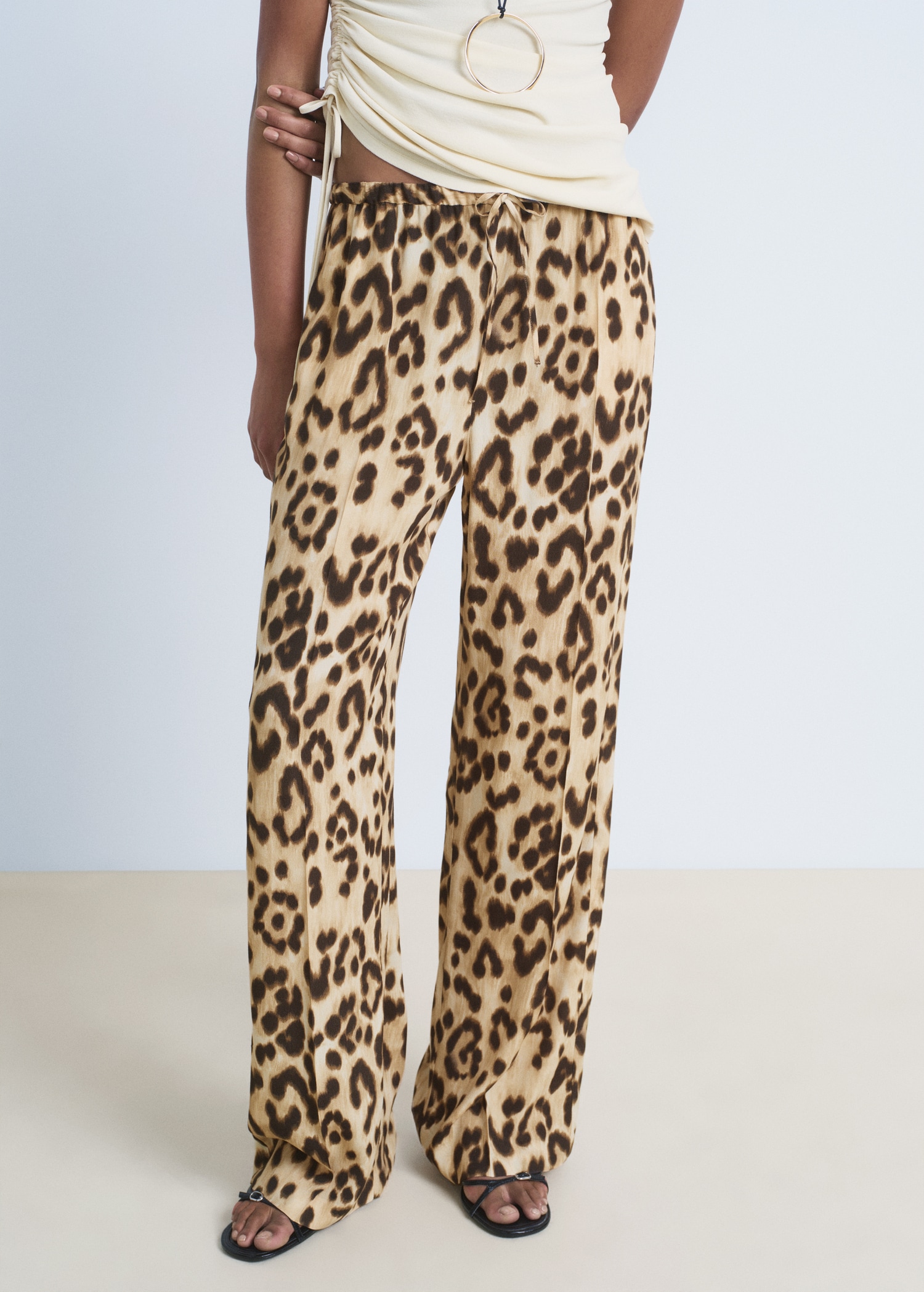 Fluid animal- print trousers - Medium plane