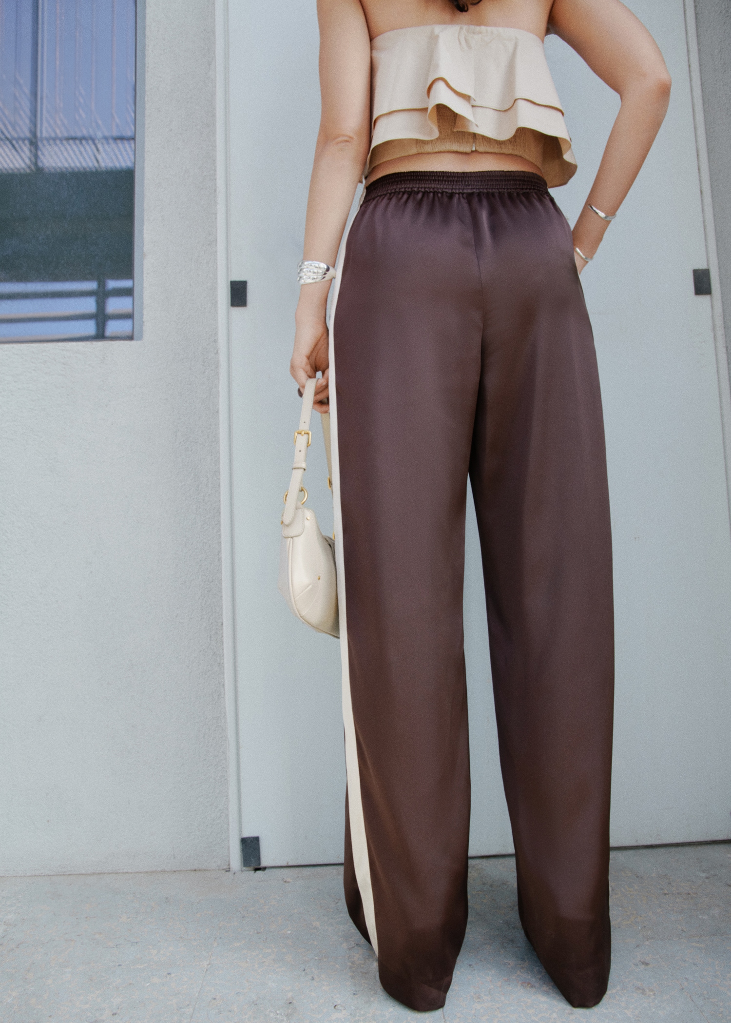 Contrast stripe straight trousers - Reverse of the article