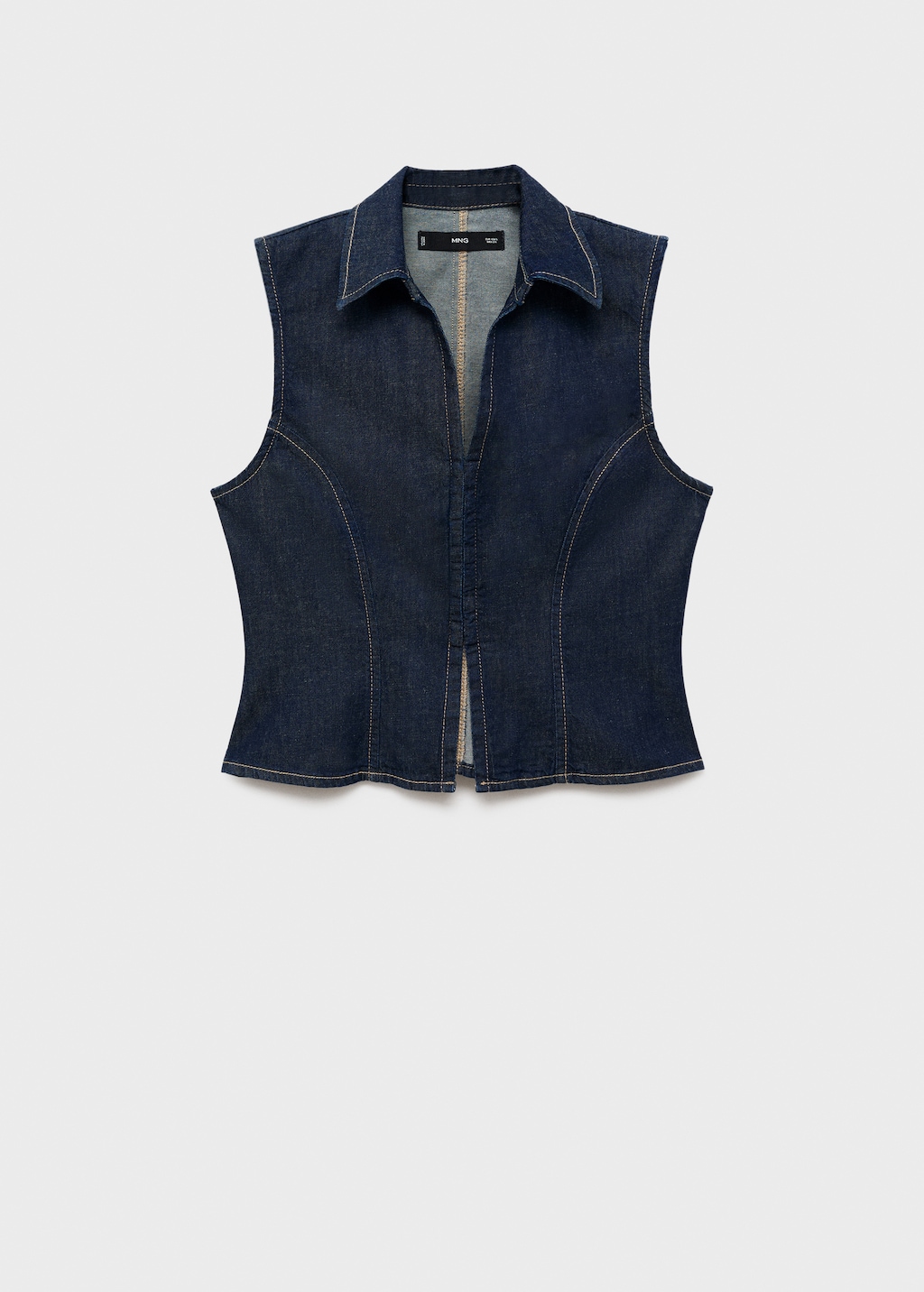 Denim top with contrast stitching - Women | MANGO USA