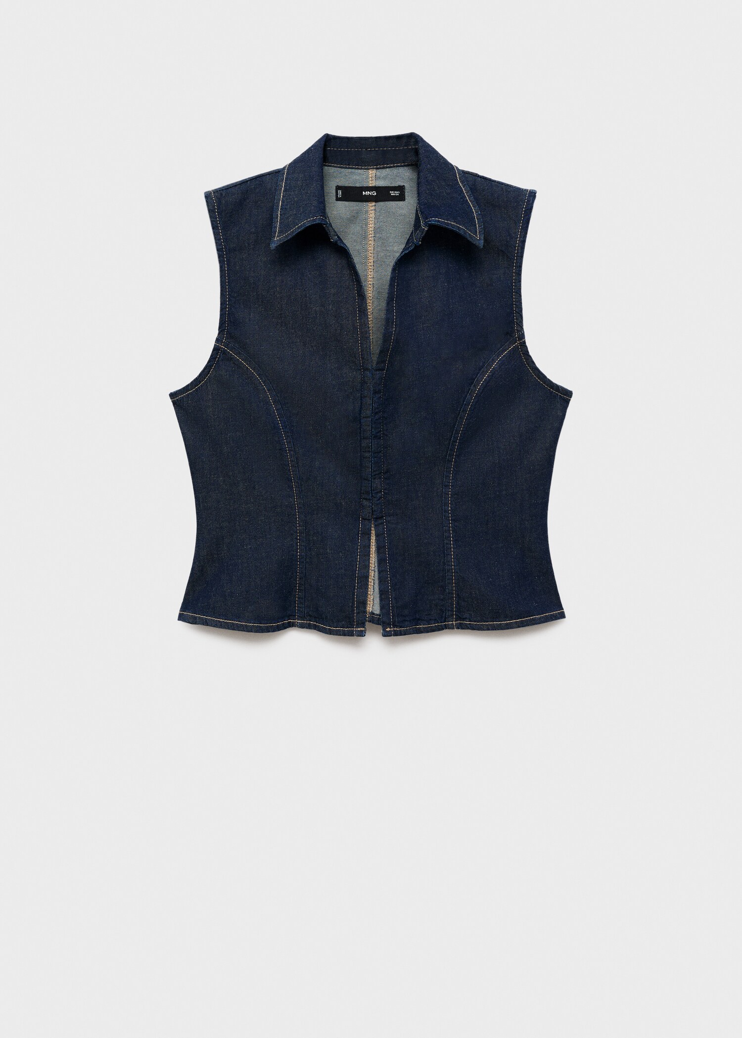 Denim top with contrast stitching - Article without model