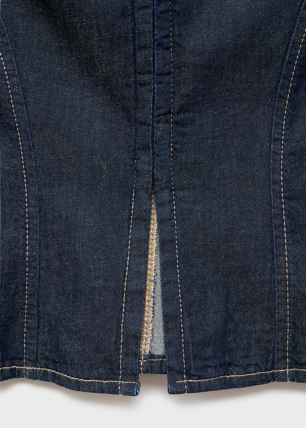 Denim top with contrast stitching - Women | MANGO USA