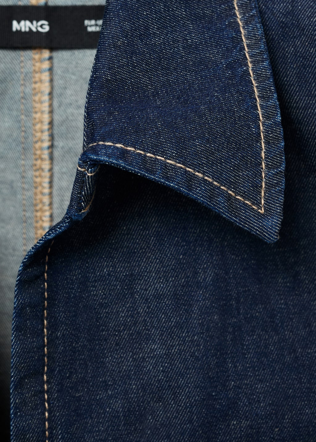 Denim top with contrast stitching - Women | MANGO USA