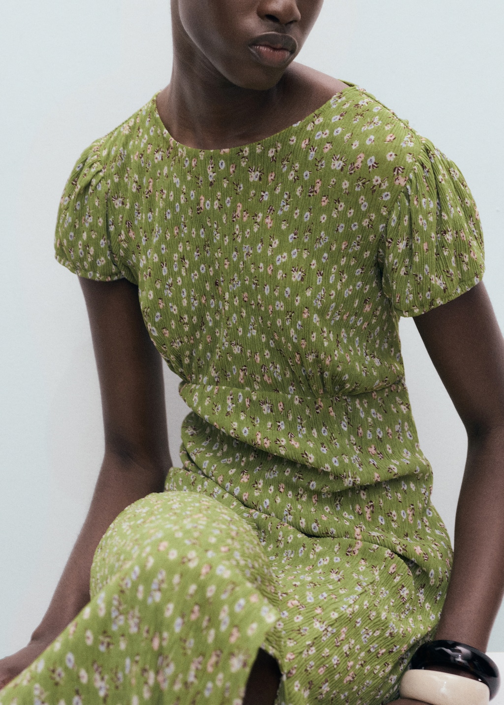 Printed dress with side opening