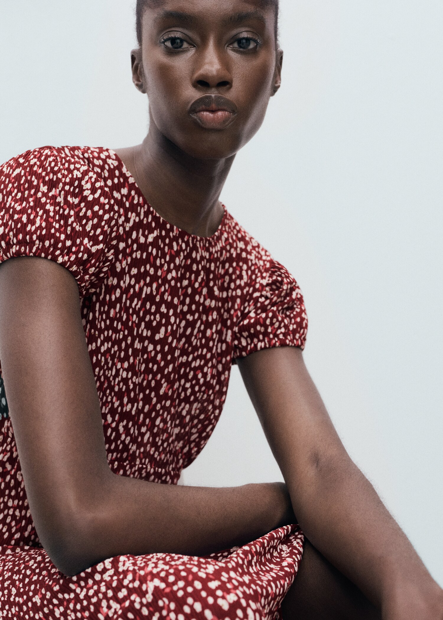 Long floral dress with opening - Details of the article 1