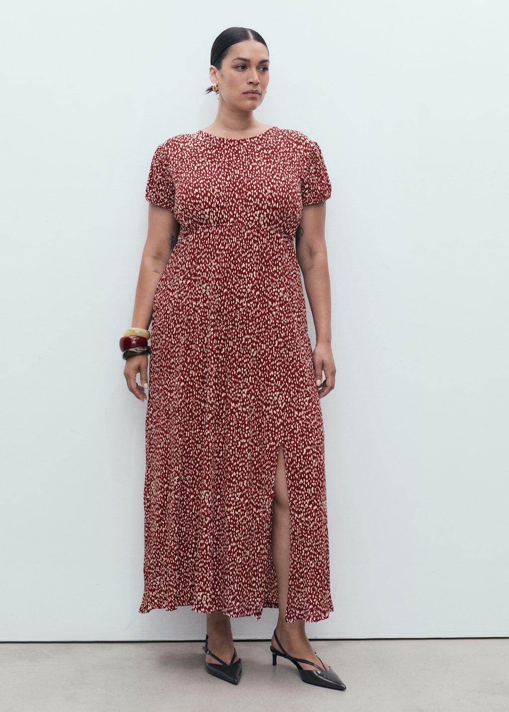 Printed dress with side opening