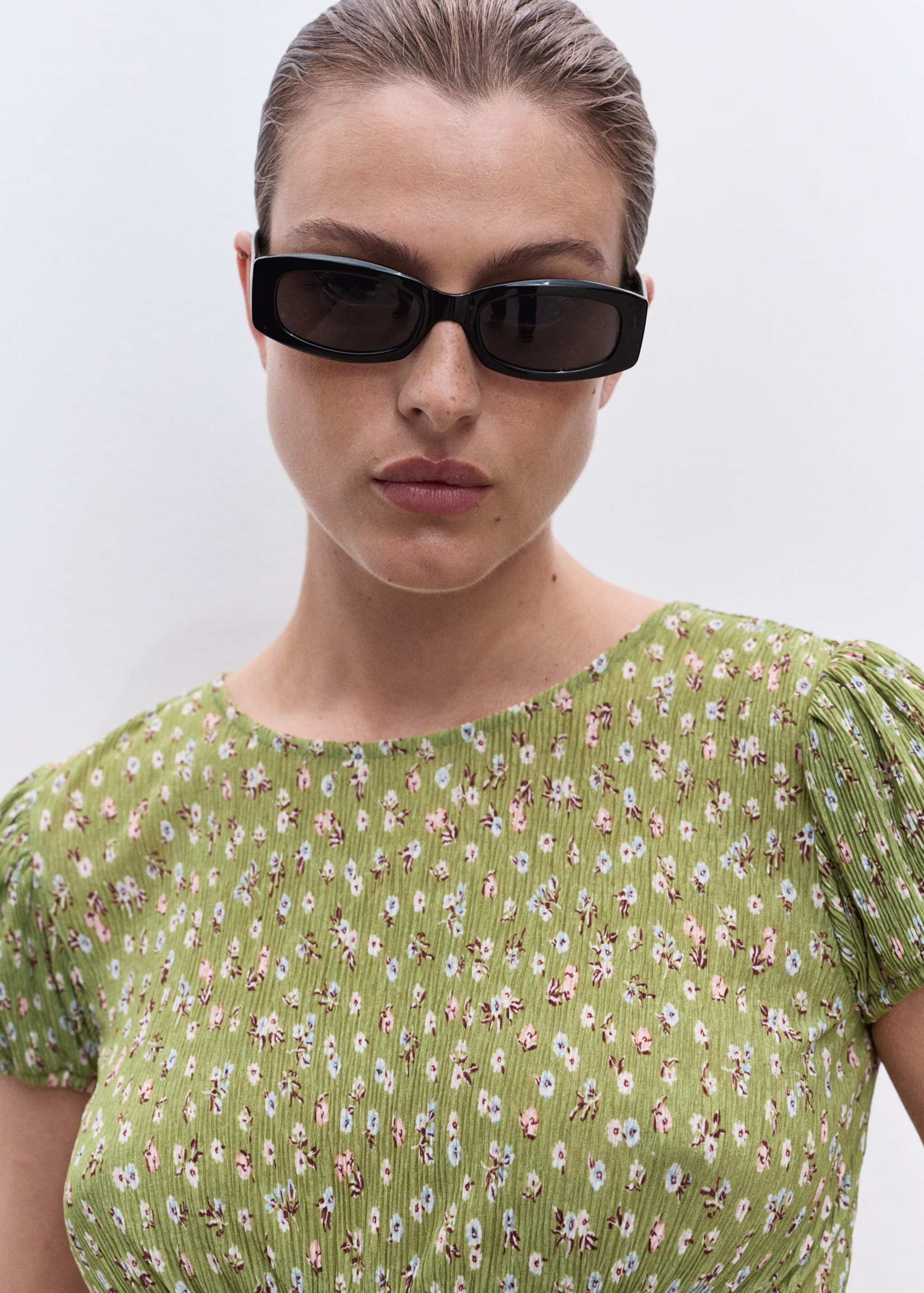 Floral-print pleated dress - Details of the article 1