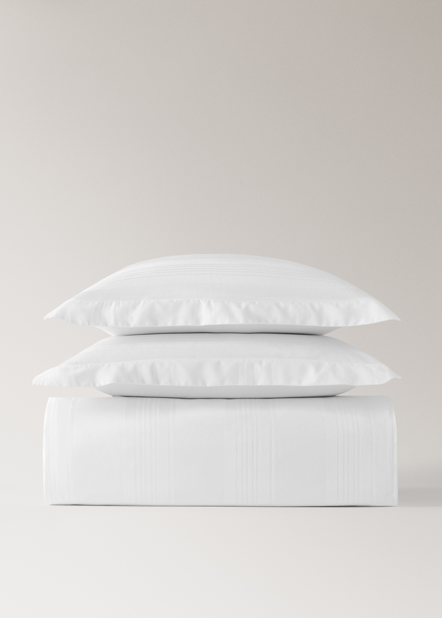 Gestreept dekbedovertrek van 300-draads satijn katoen, bed 150/160 cm - Artikel zonder model