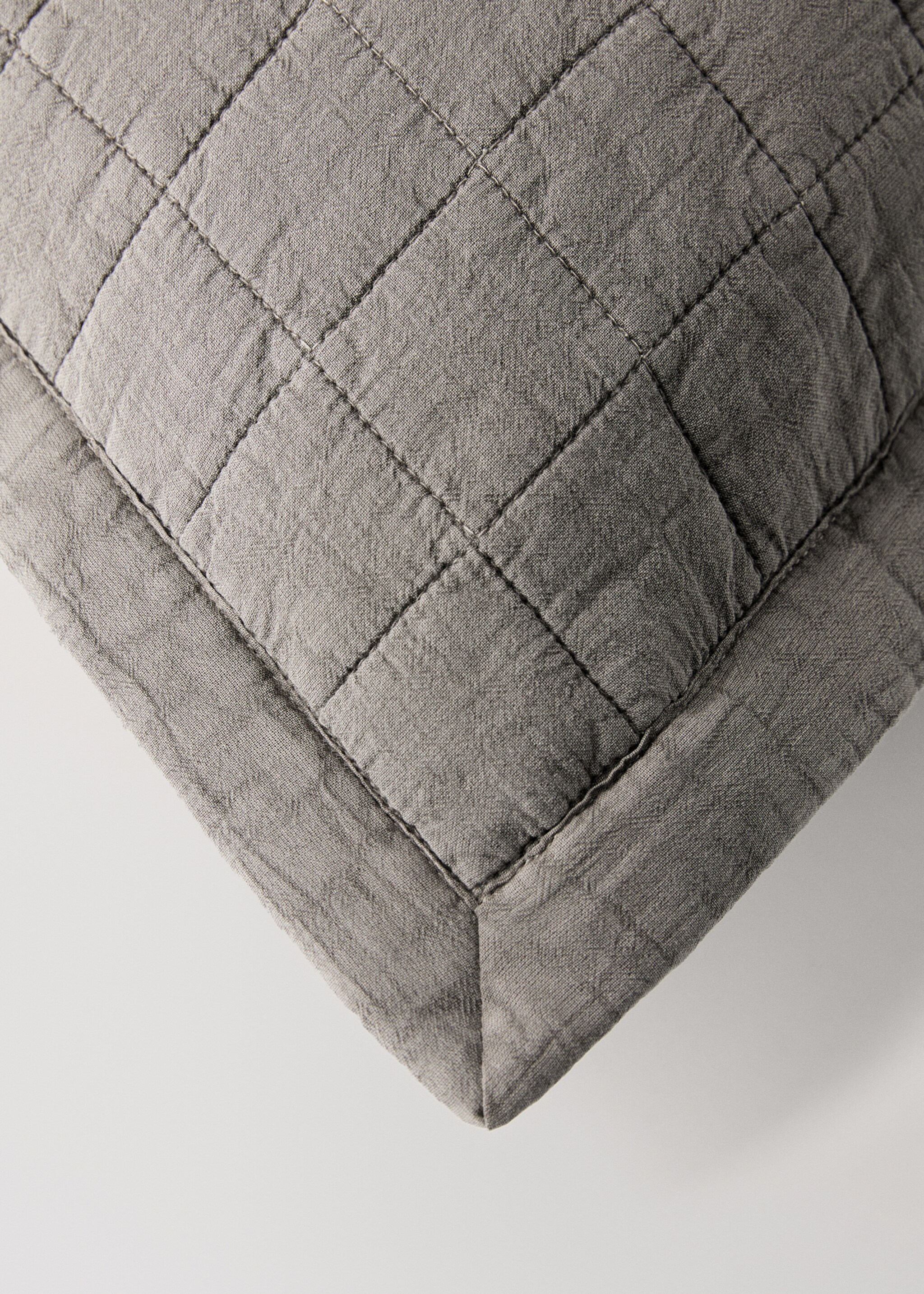 Washed cotton plaid children's bed cushion cover 40x40 cm - Details of the article 2, Medium Brown. Ref: 17073826-00.