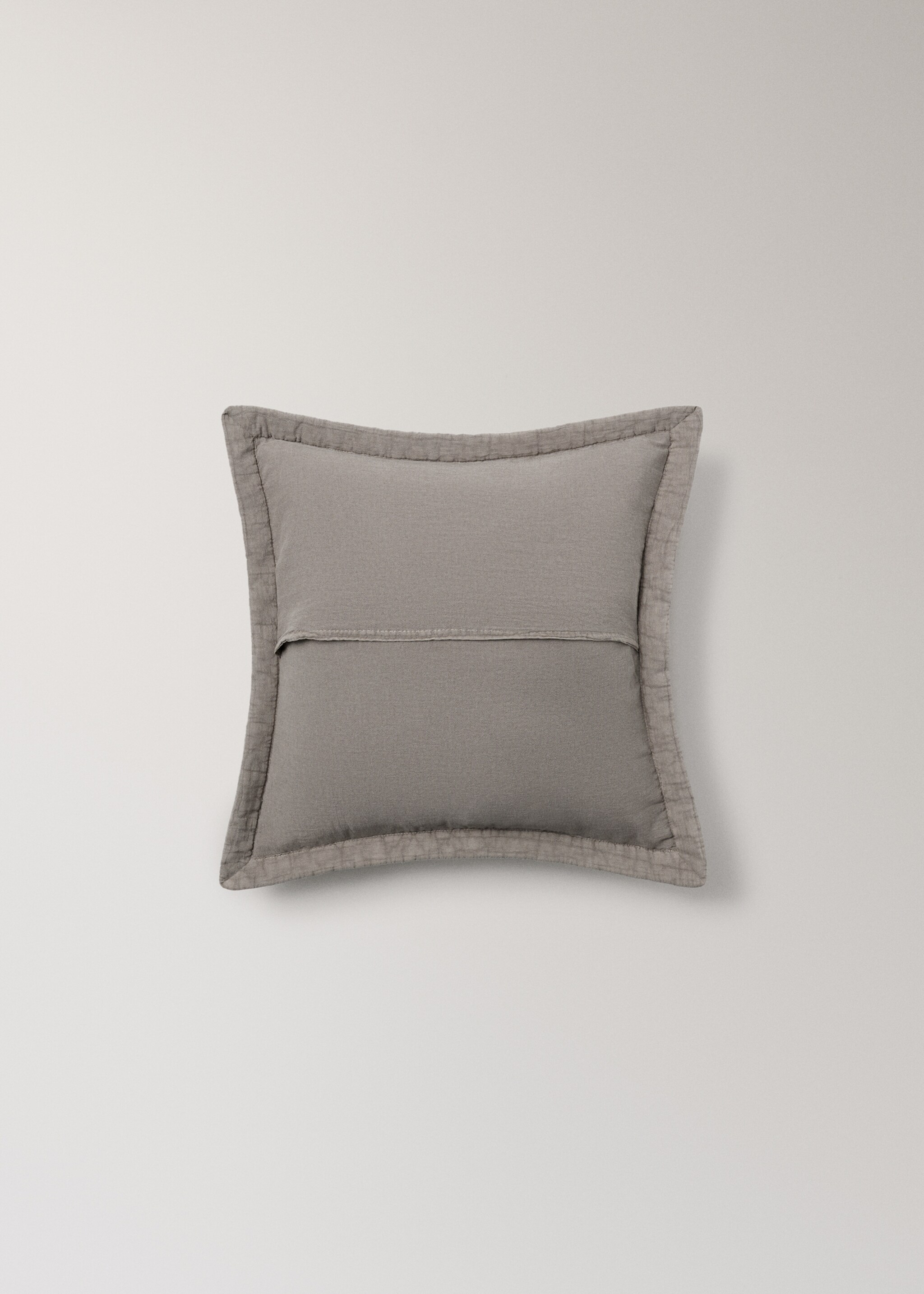 Washed cotton plaid children's bed cushion cover 40x40 cm - Details of the article 5, Medium Brown. Ref: 17073826-00.