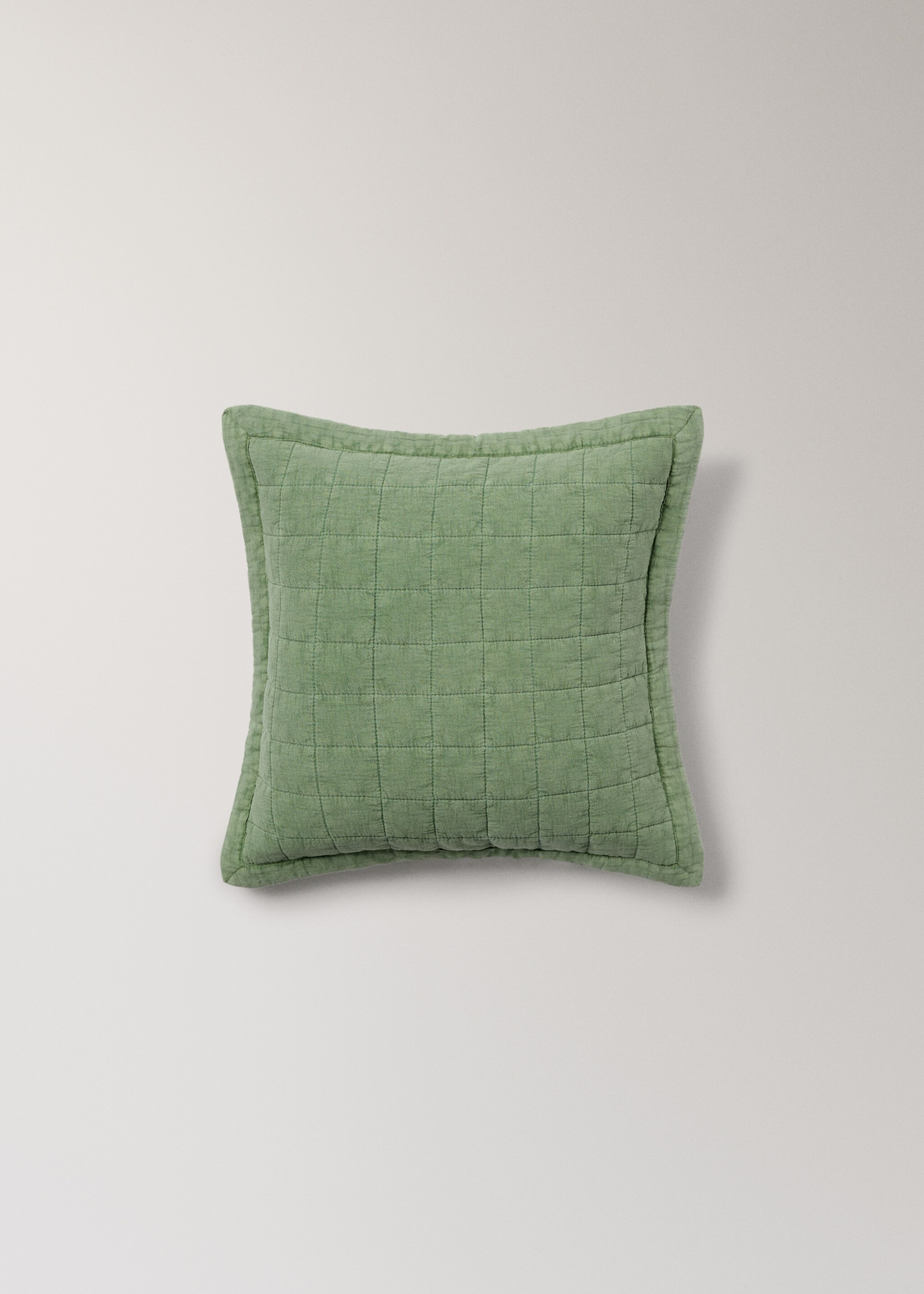 Washed cotton plaid children's bed cushion cover 40x40 cm - Article without model, Medium Green. Ref: 17073826-00.