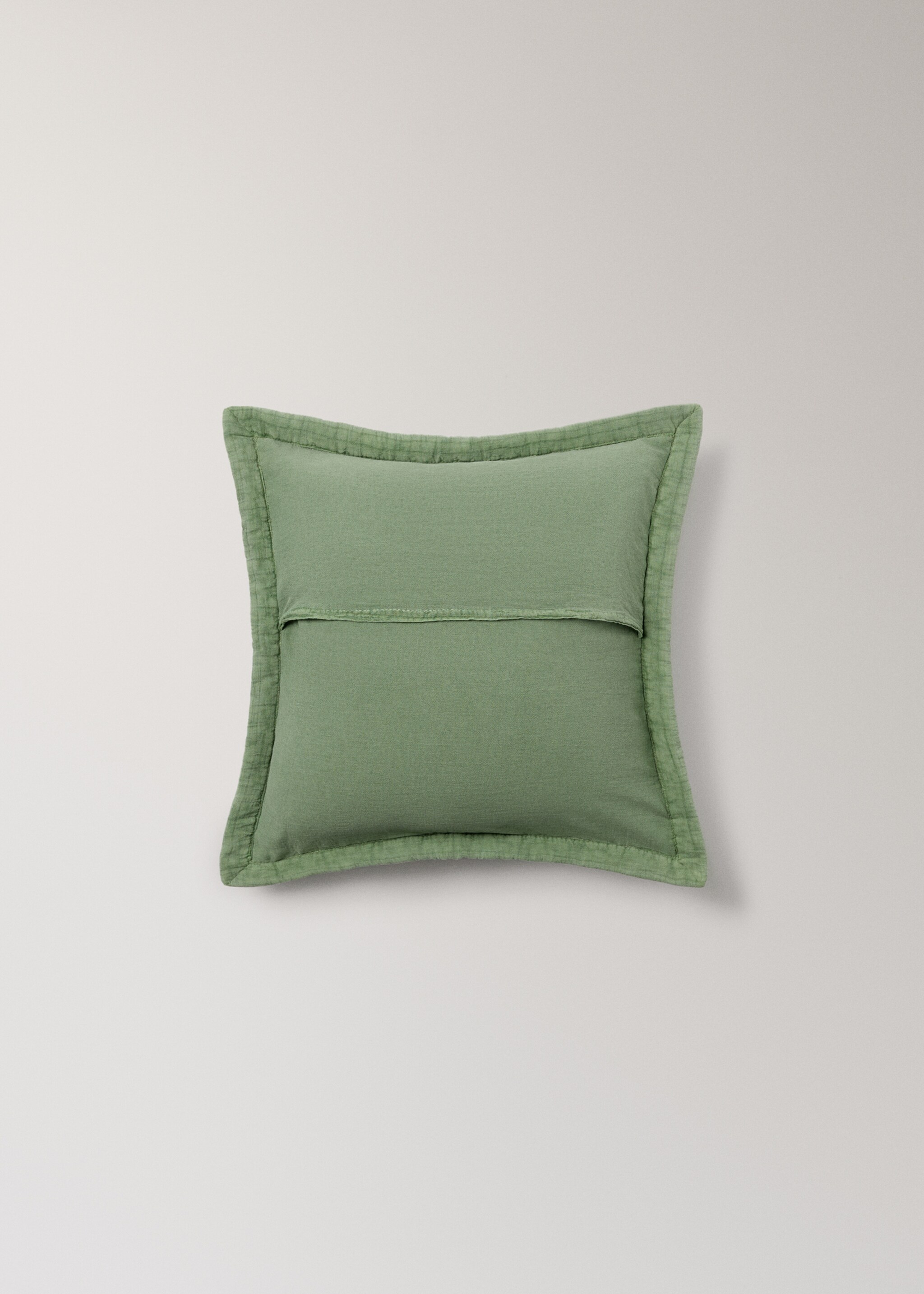 Washed cotton plaid children's bed cushion cover 40x40 cm - Details of the article 5, Medium Green. Ref: 17073826-00.