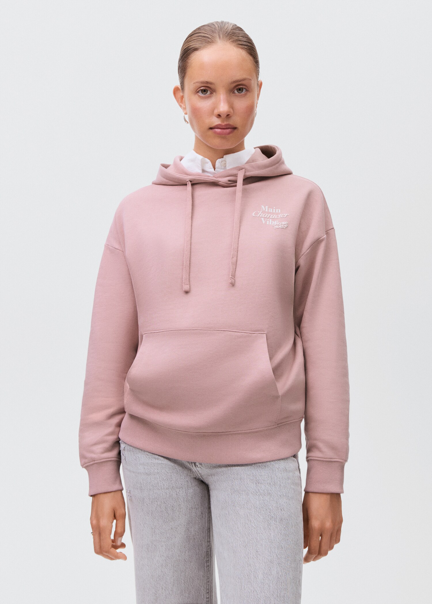 Sudadera estampada capucha - Plano medio