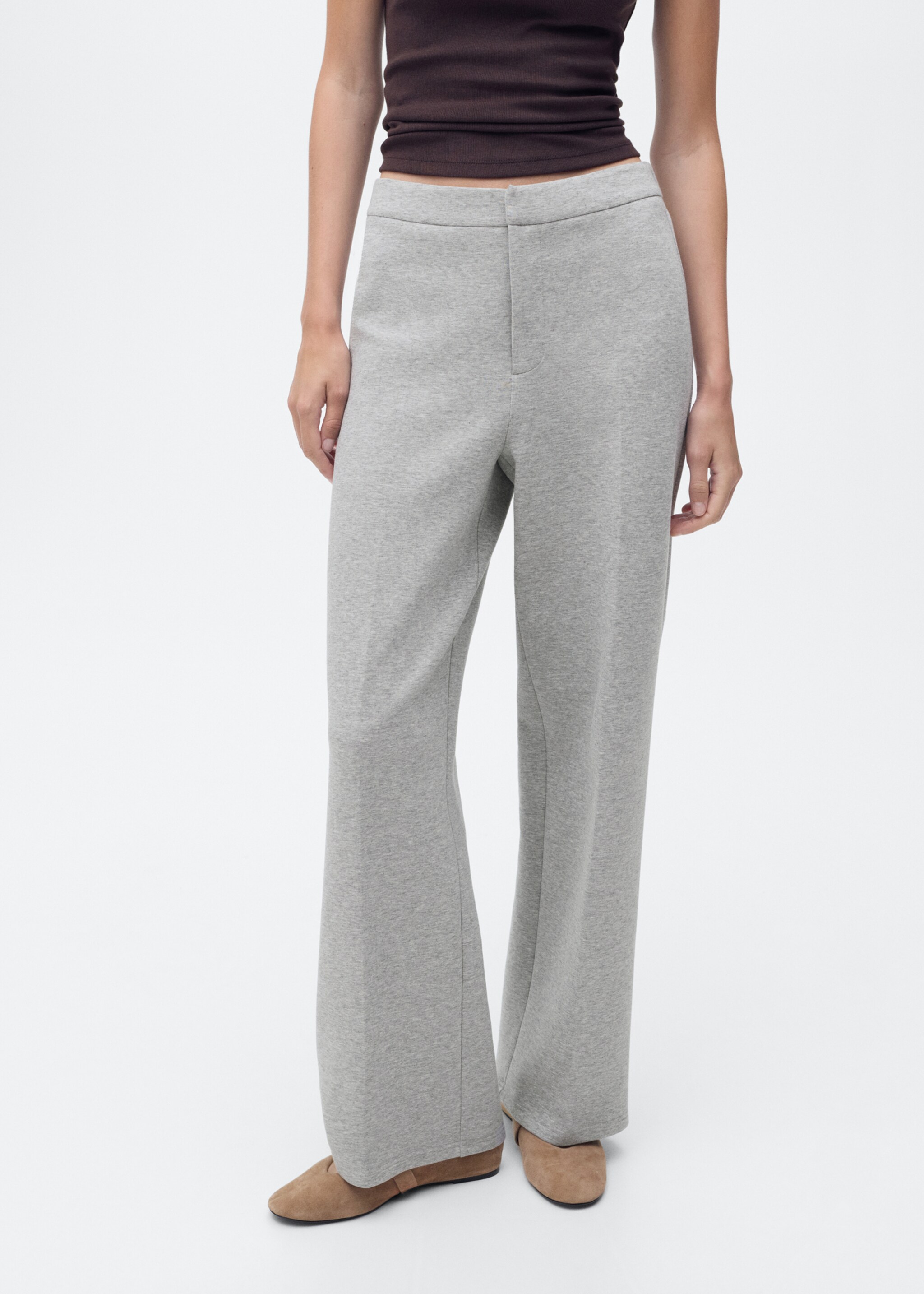 Pantalón recto cintura elástica - Plano medio, Gris medio vigoré. Ref: 17074073-00.