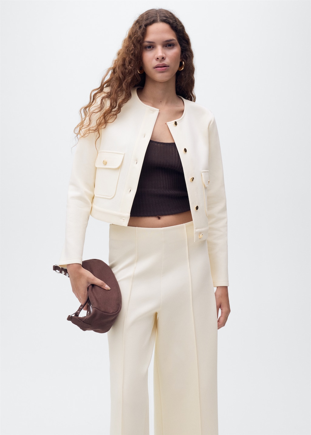 Chaqueta algodón crop bolsillos