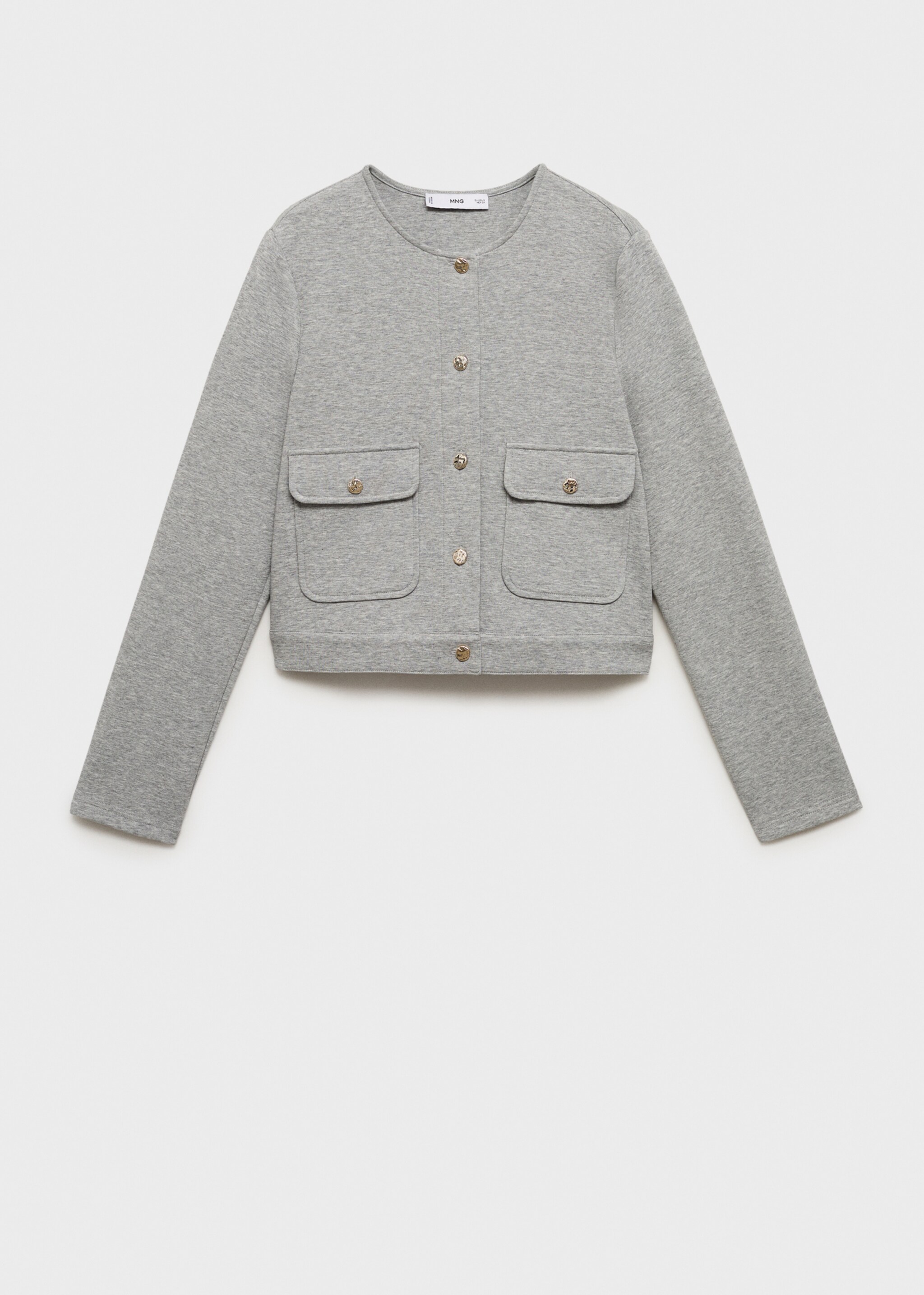 Jaket crop katun kantong - Barang tanpa model, Abu-abu Heather Medium. Ref: 17074074-00.