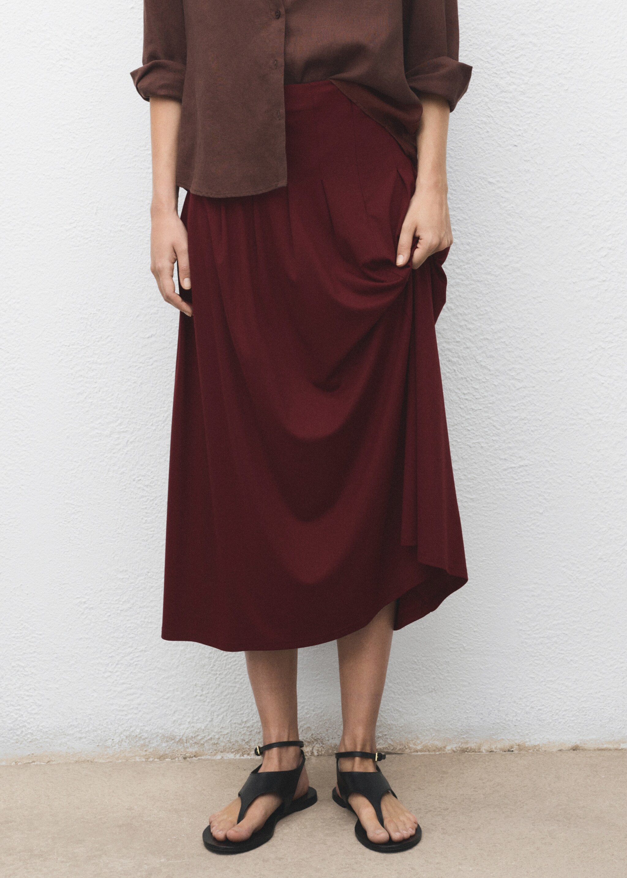 Falda midi tablas - Plano medio, Burdeos. Ref: 17074075-00.