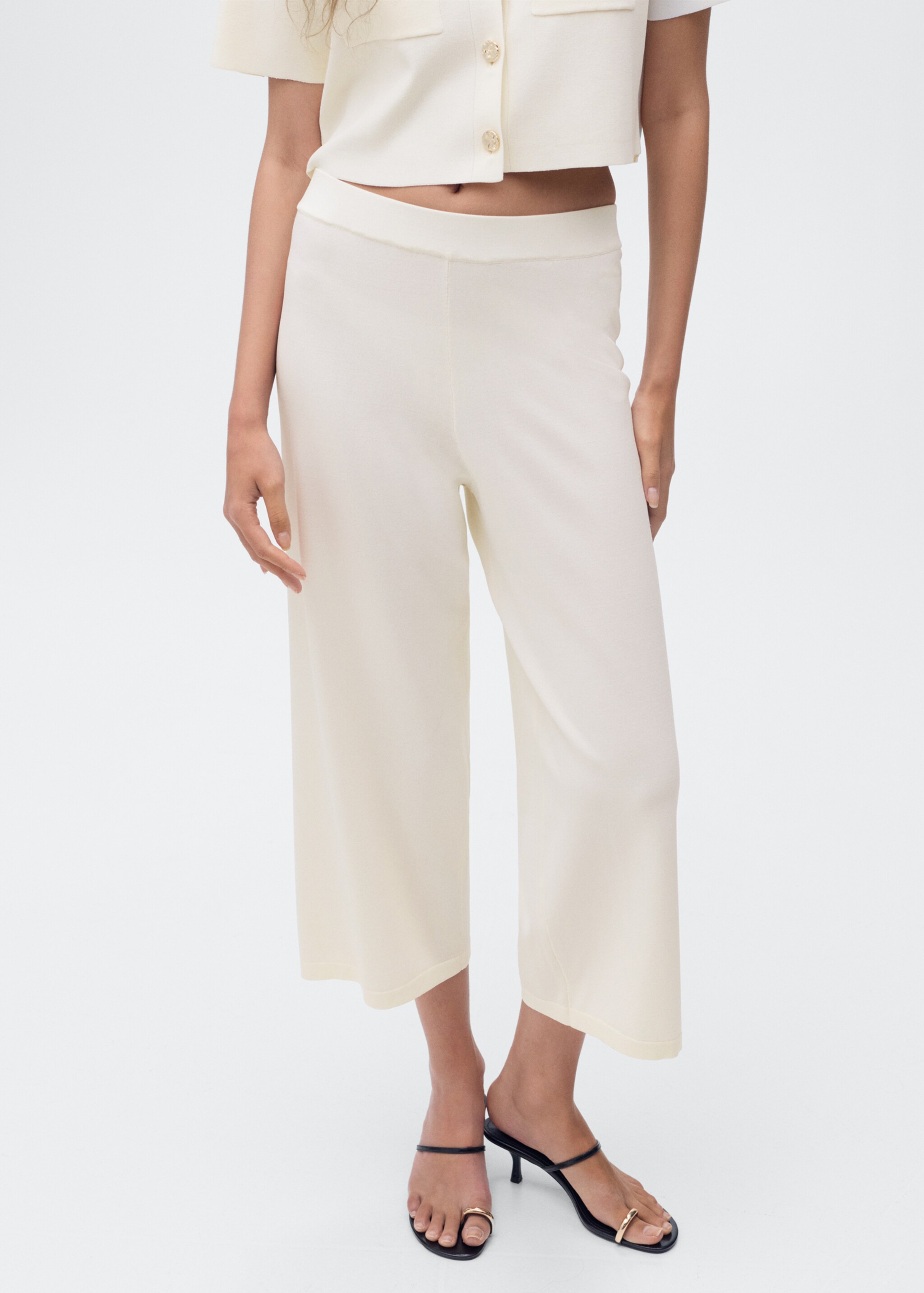 Pantalón crop punto - Plano medio, Crudo. Ref: 17074076-00.