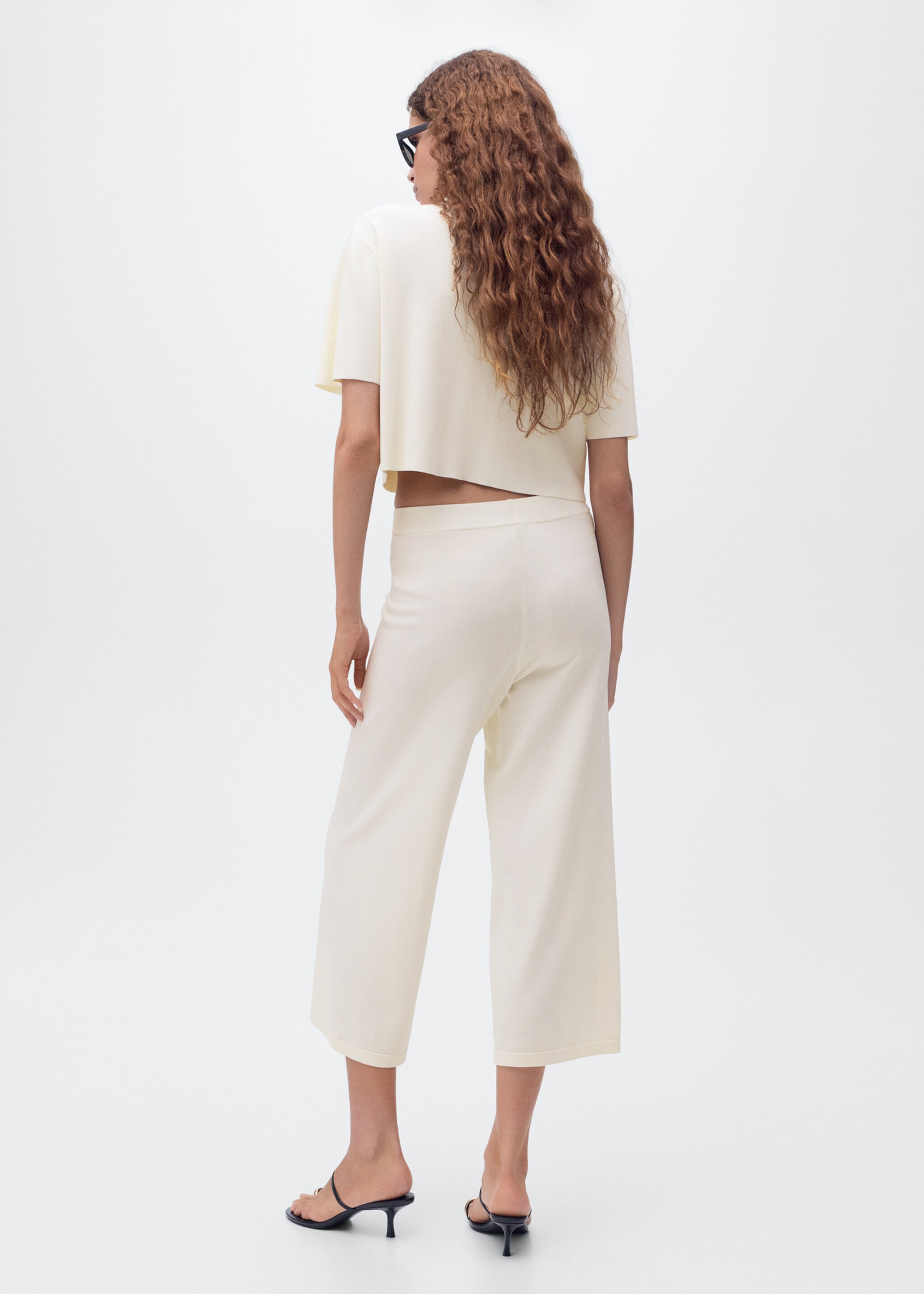 Pantalón crop punto - Reverso del artículo, Crudo. Ref: 17074076-00.