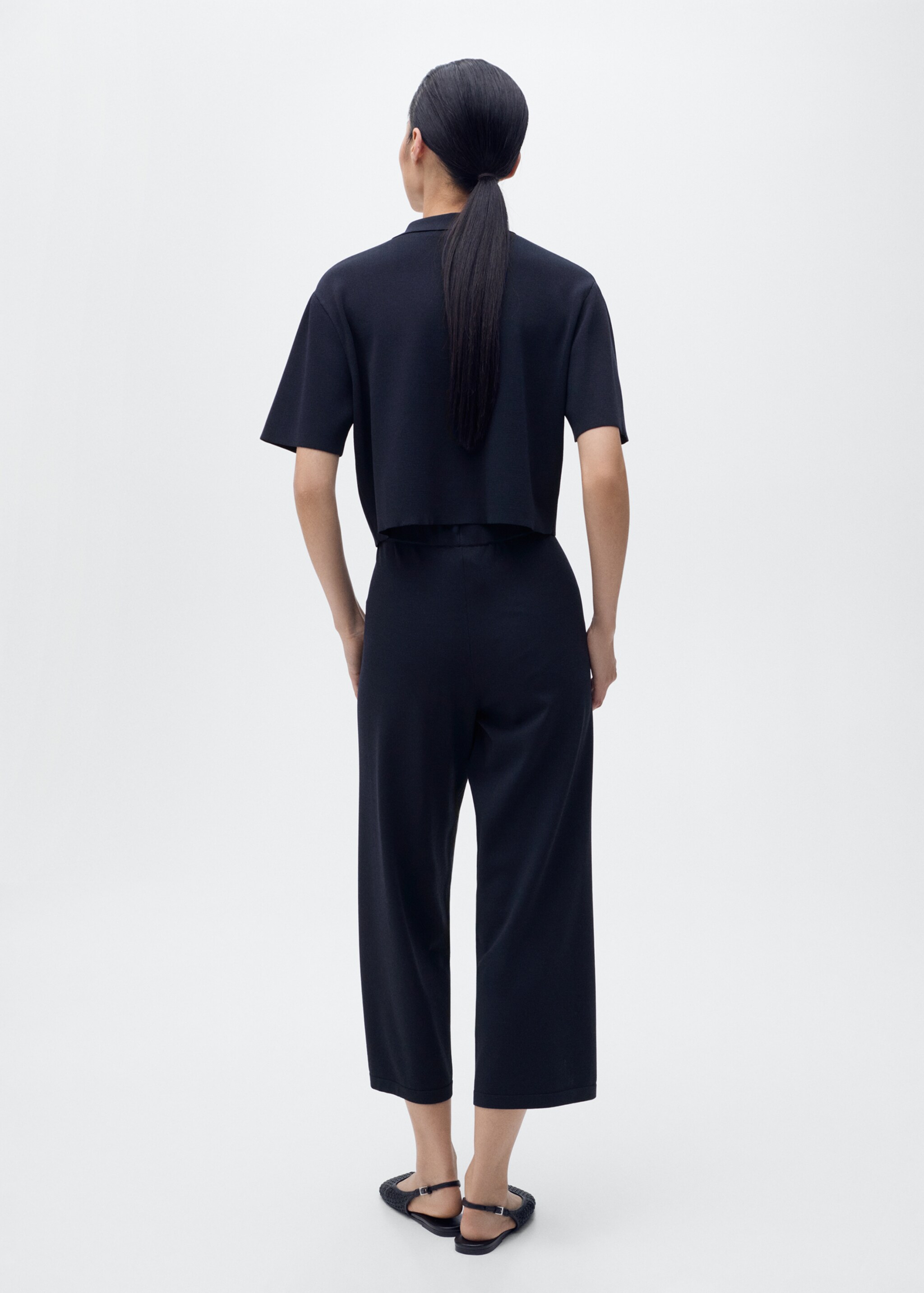 Pantalón crop punto - Reverso del artículo, Azul marino. Ref: 17074076-00.