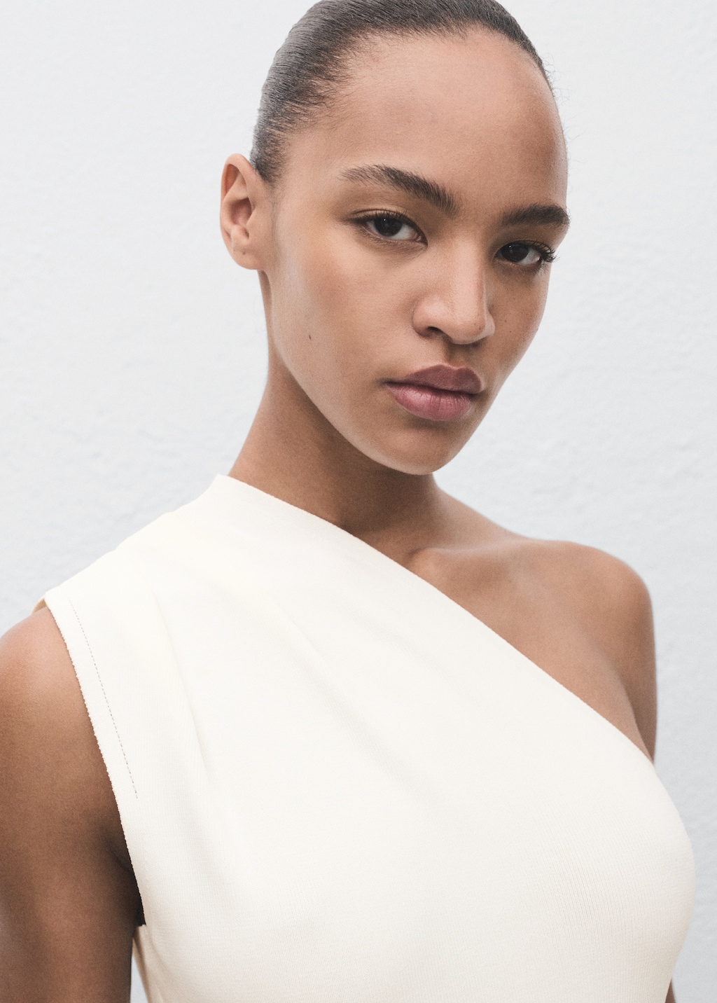 Asymmetrical combined knitted dress