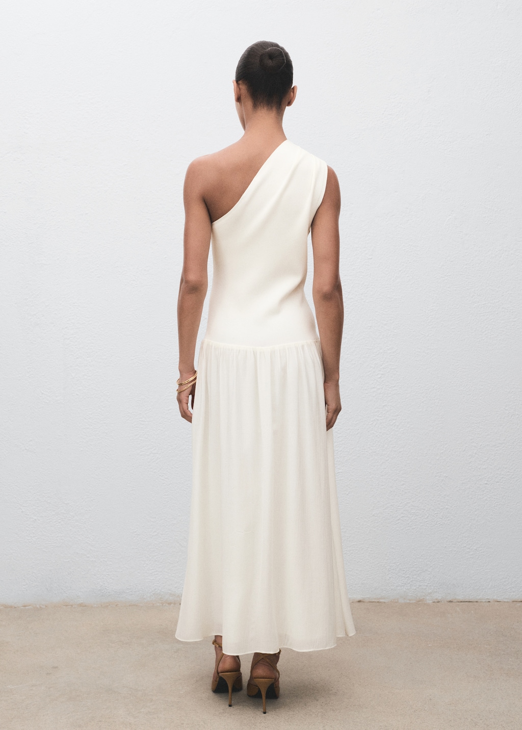 Asymmetrical combined knitted dress - Women | MANGO USA