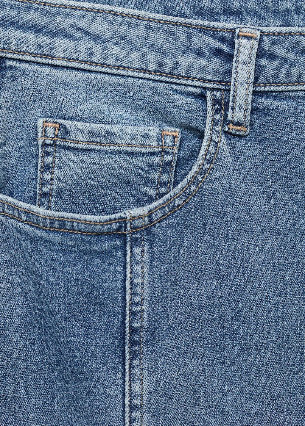 Long denim skirt with seams