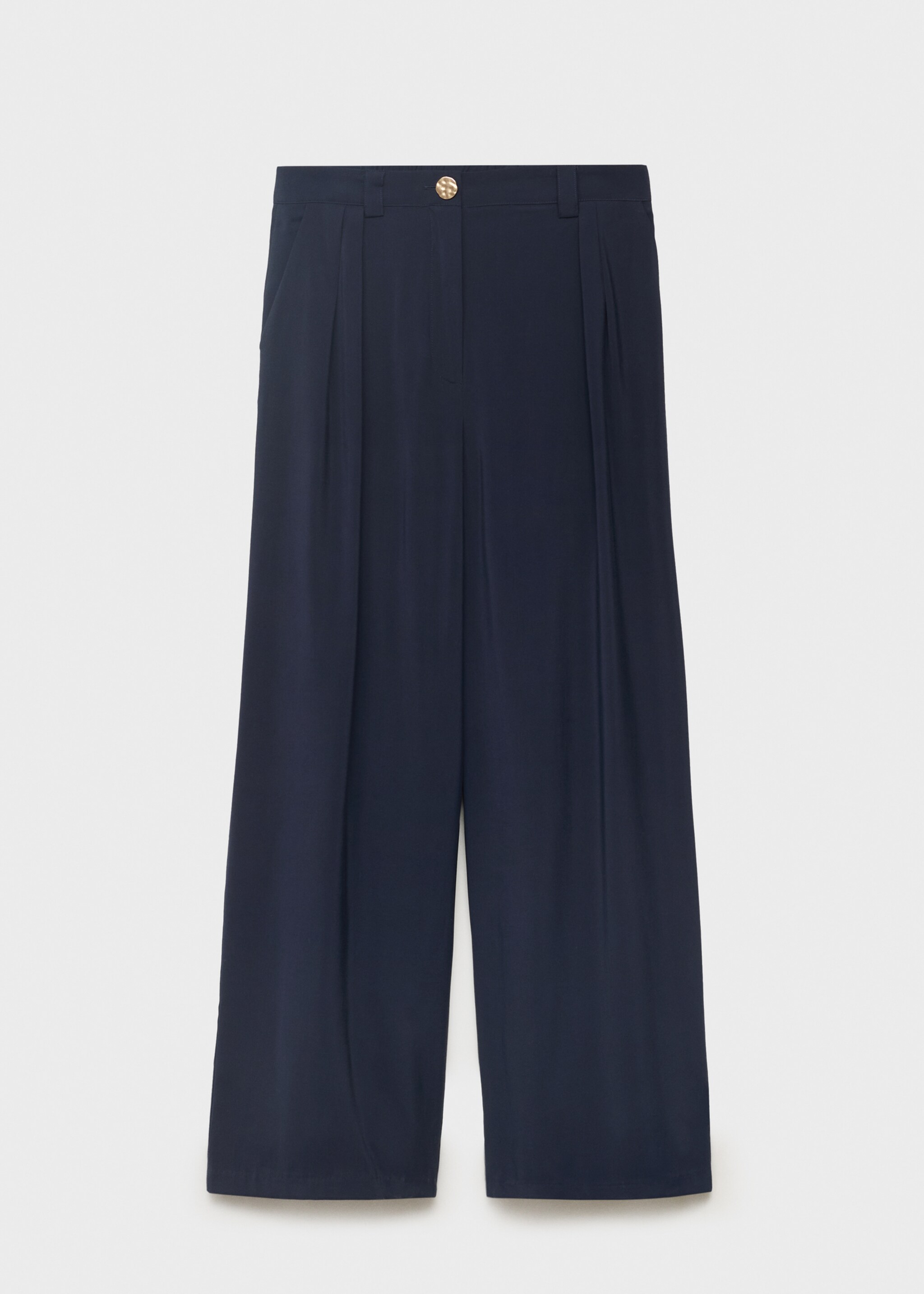 Straight-fit pleated trousers - Article without model, Navy. Ref: 17074087-00.