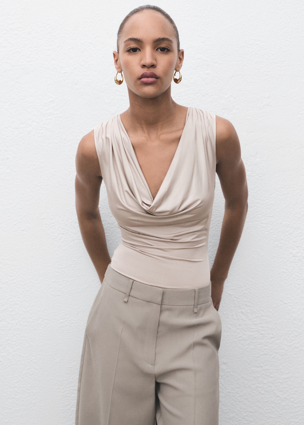 Bodysuit with draped neckline - Women | MANGO USA