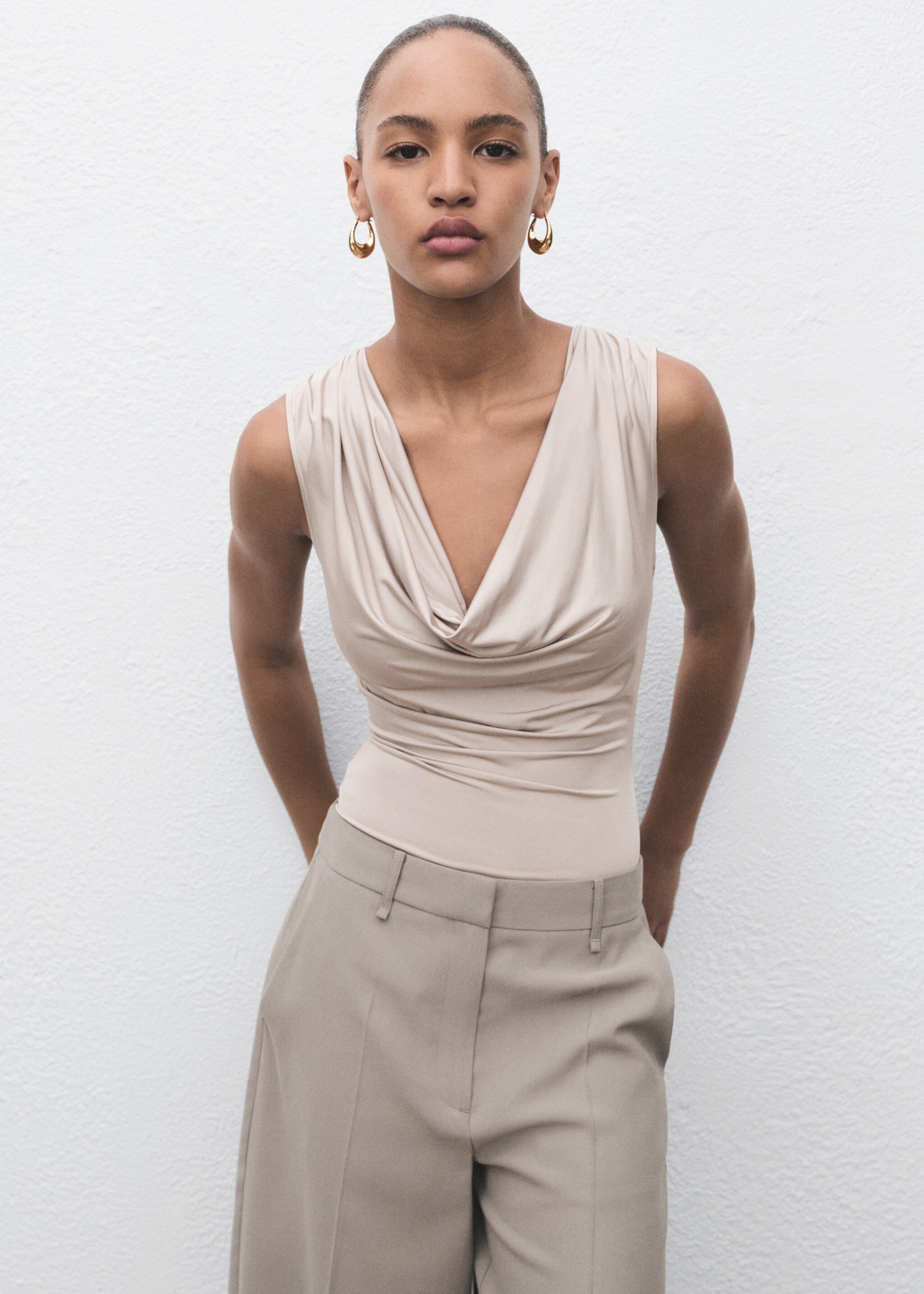 Draped neckline bodysuit - Medium plane