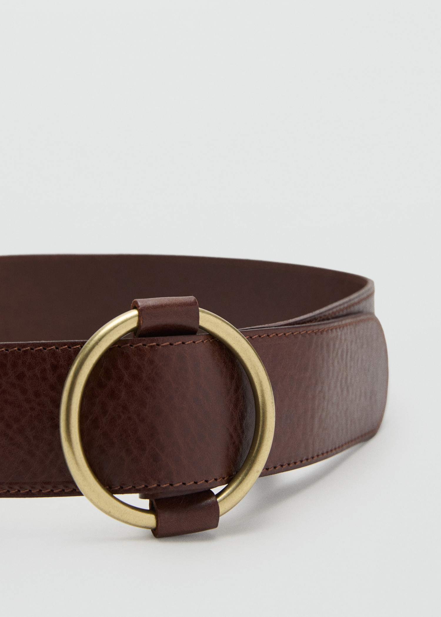 Rounded buckle leather belt - Medium plane