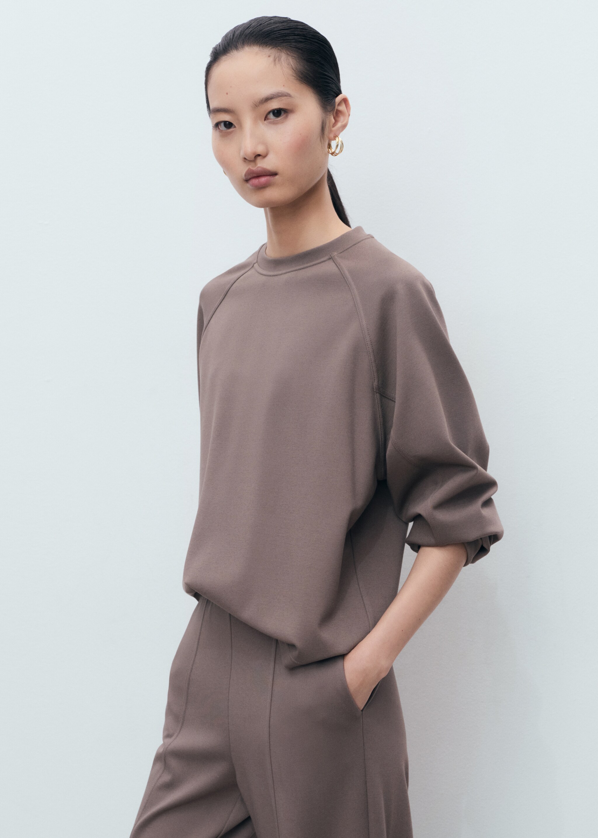Crewneck sweatshirt - Medium plane, Medium Brown. Ref: 17074097-00.