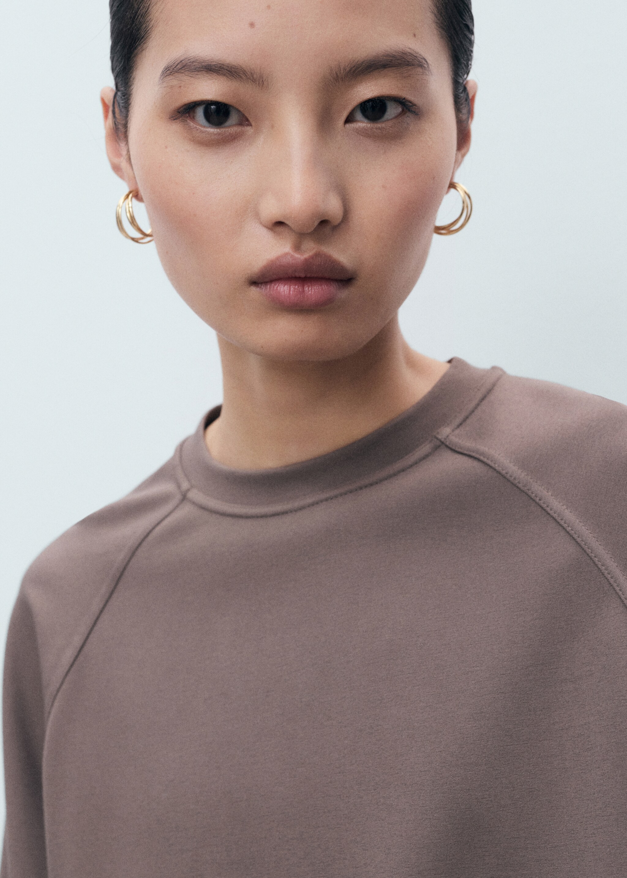 Crewneck sweatshirt - Details of the article 1, Medium Brown. Ref: 17074097-00.