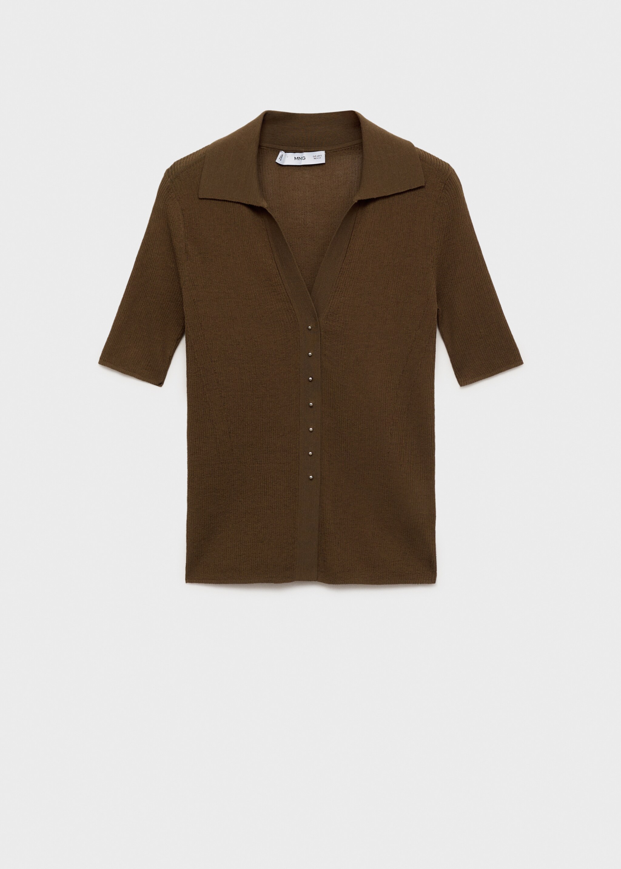 Ribbed polo collar jumper - Article without model, Chocolate. Ref: 17074102-00.