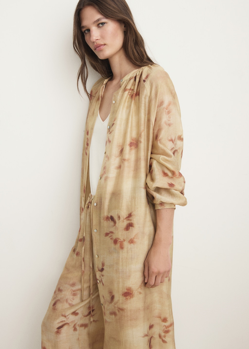 Leaf-print caftan